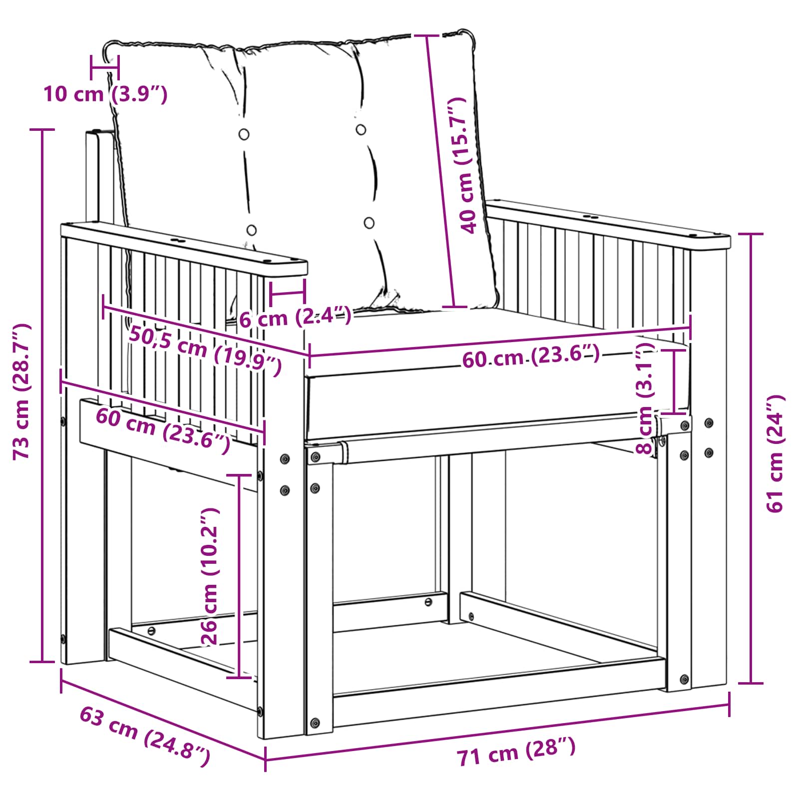 Tuinbank Massief Acaciahout en Textilene Naturel image 9