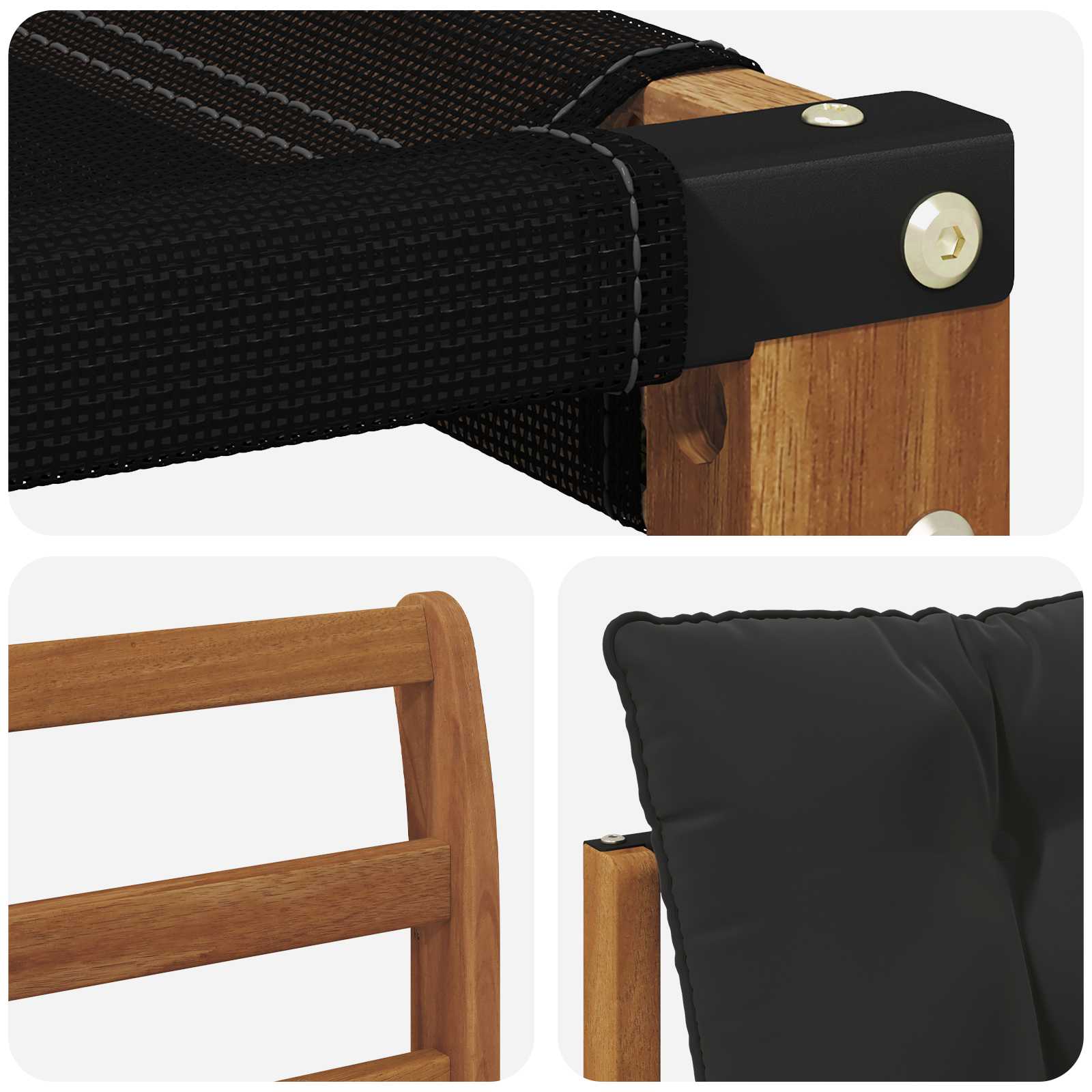 2 Stuk Buiten bankenset Massief Acaciahout en Textilene Naturel image 8