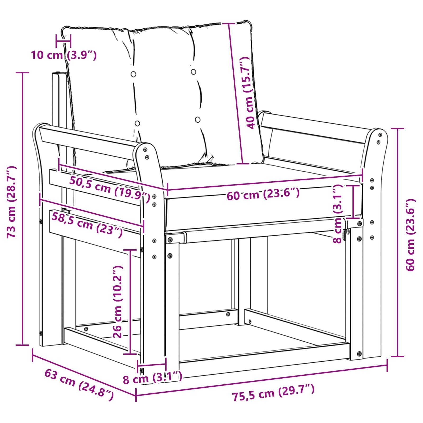 Tuinbank Massief Acaciahout en Textilene Naturel image 9