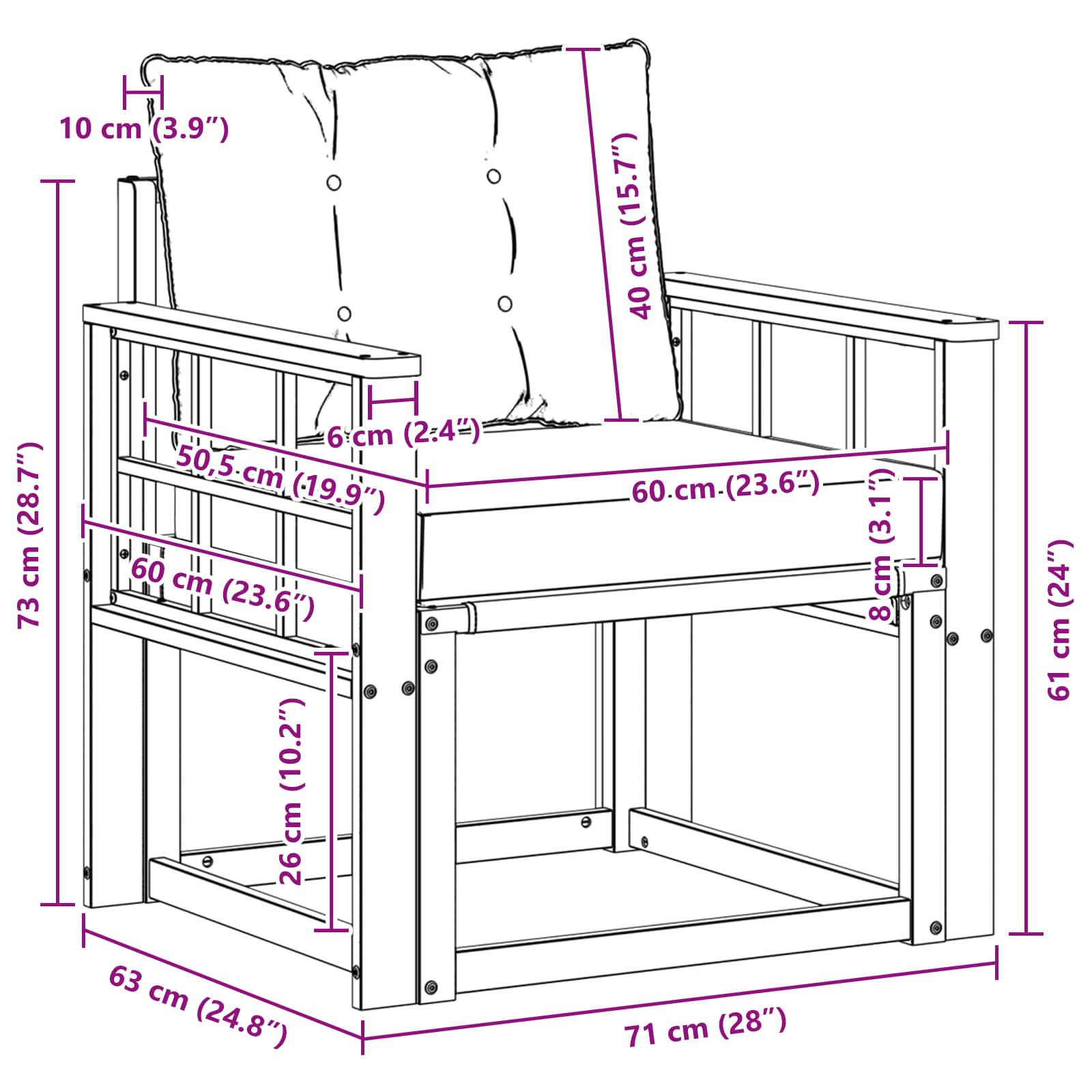 Buiten bankenset Massief Acaciahout en Textilene image 9