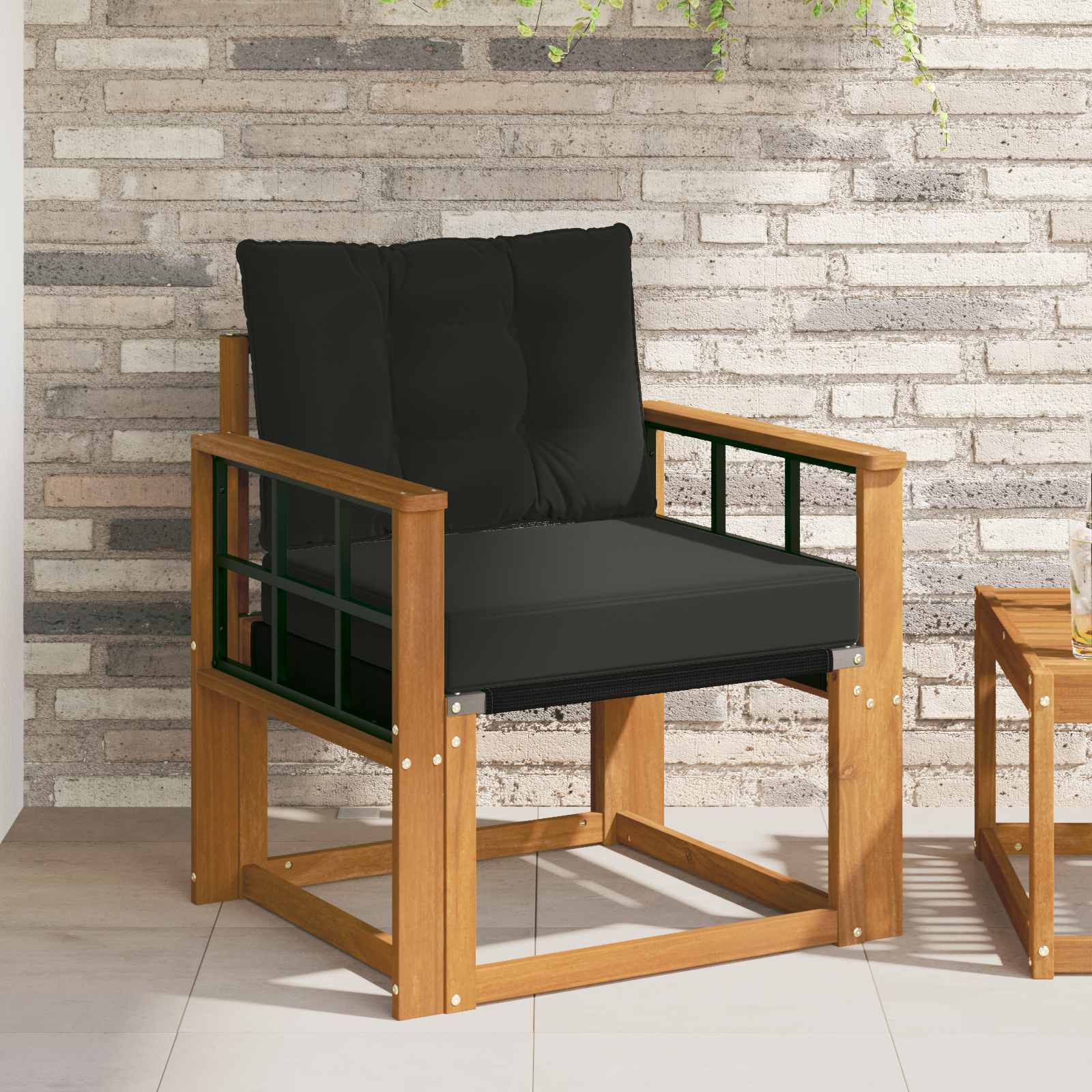 vidaXL 2 Stück Outdoor-Sofagarnitur Massives Akazienholz und Textilene