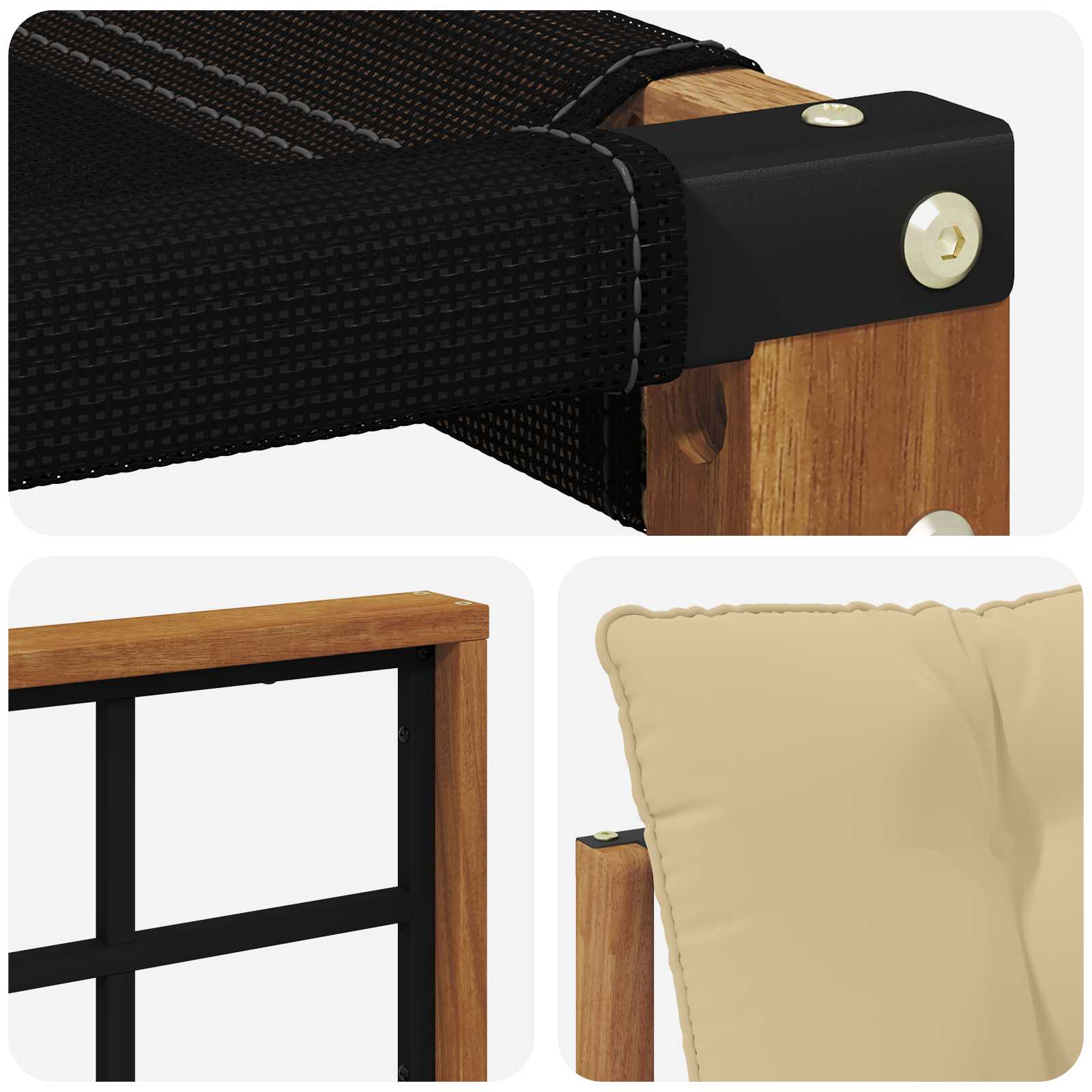 Tuinbank Massief Acaciahout en Textilene Naturel image 8