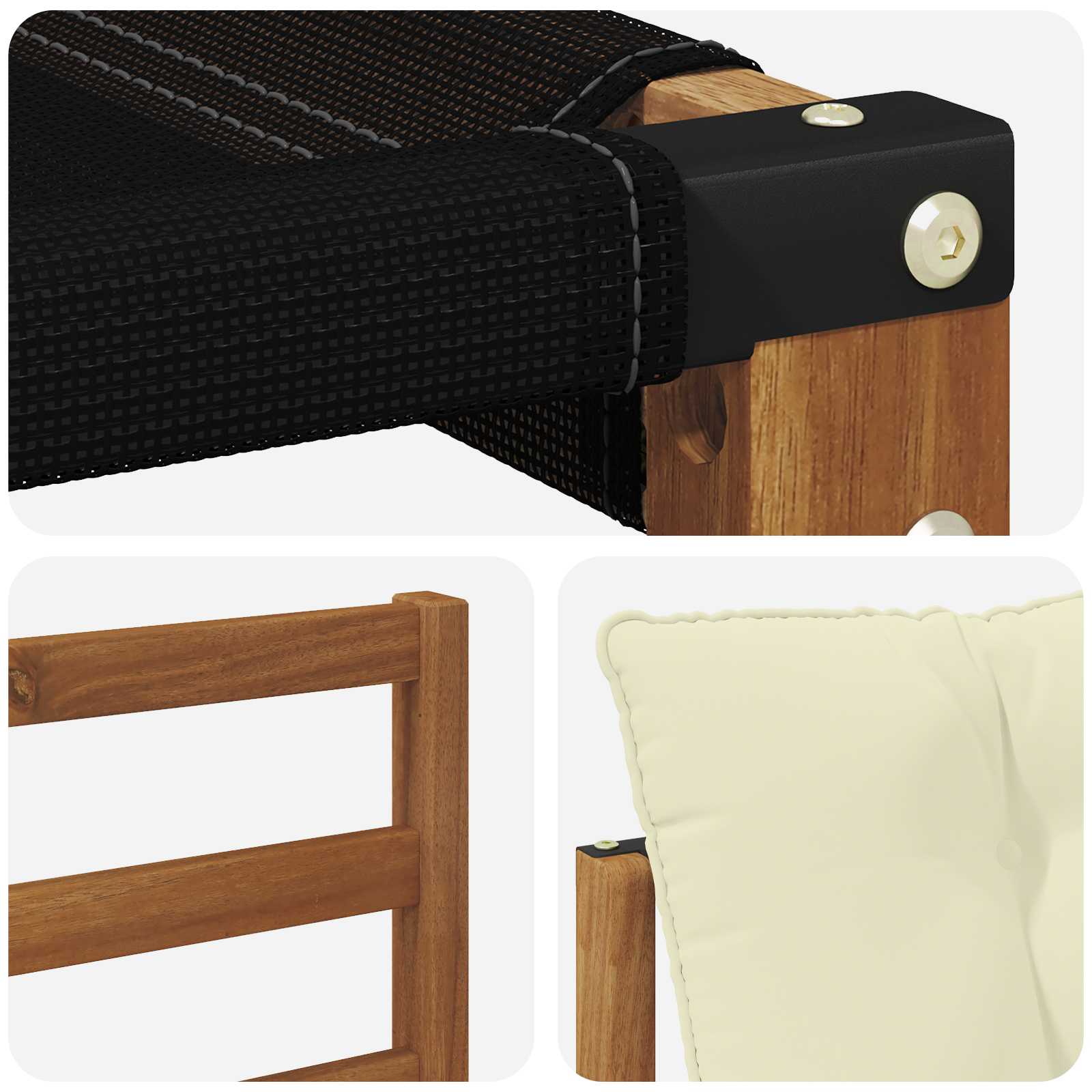 Buiten bankenset Massief Acaciahout en Textilene Naturel image 8