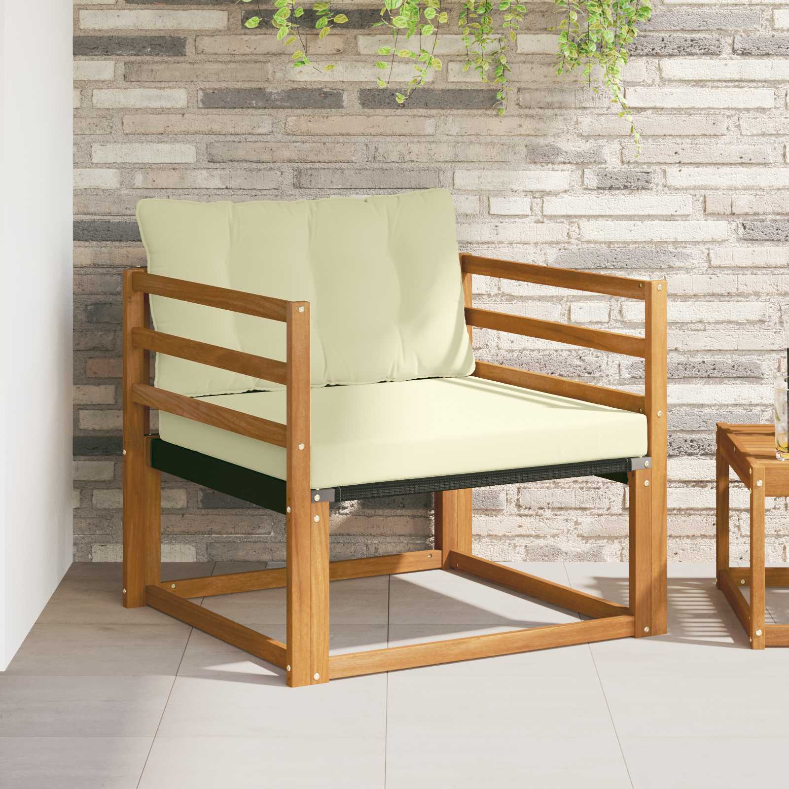 Buiten bankenset Massief Acaciahout en Textilene Naturel image 1