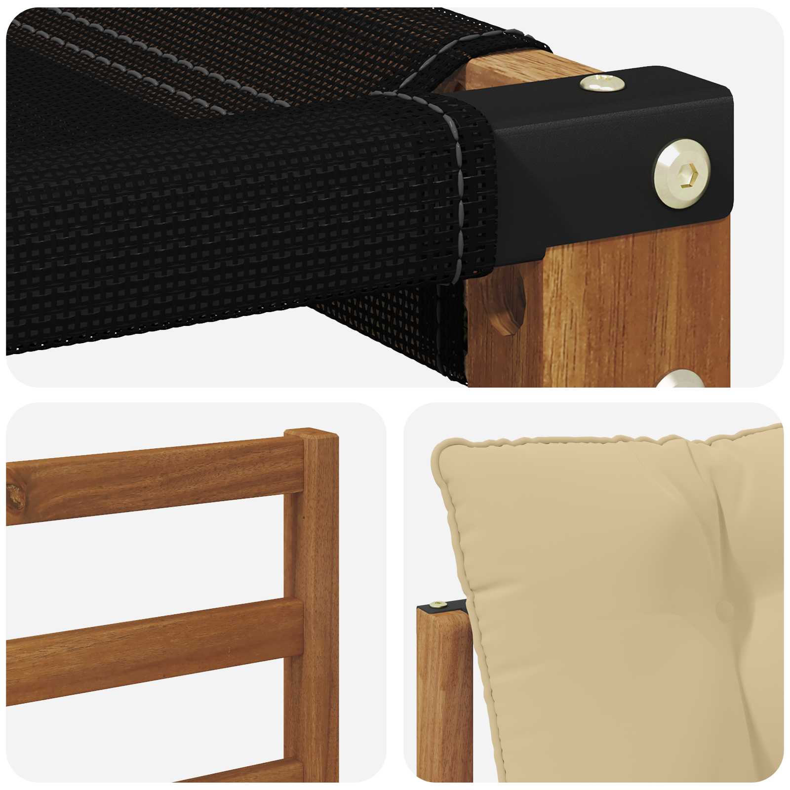 Buiten bankenset Massief Acaciahout en Textilene Naturel image 8