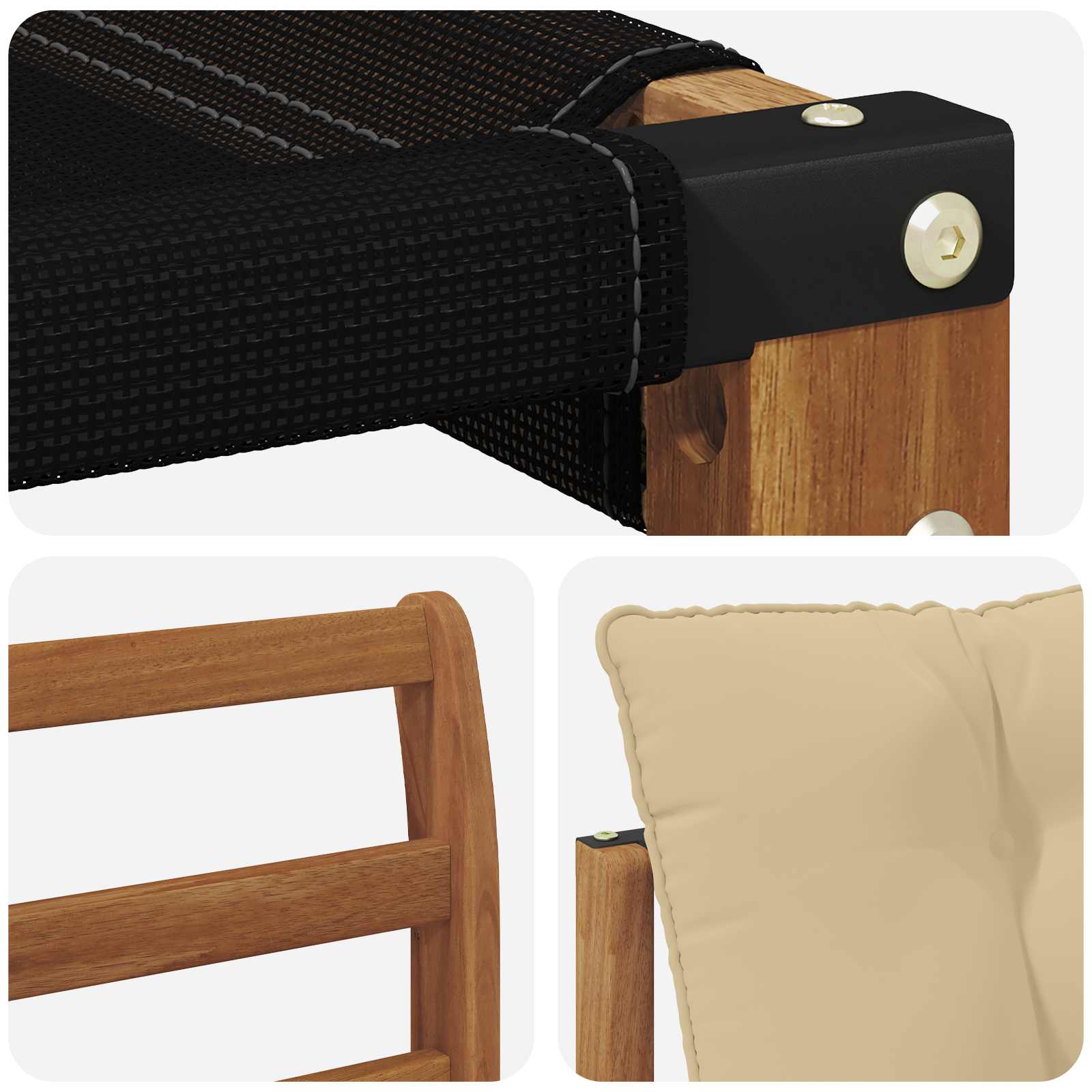 Zunanja garnitura za sedenje Masivno akacijevo les in Textilene - slika 8