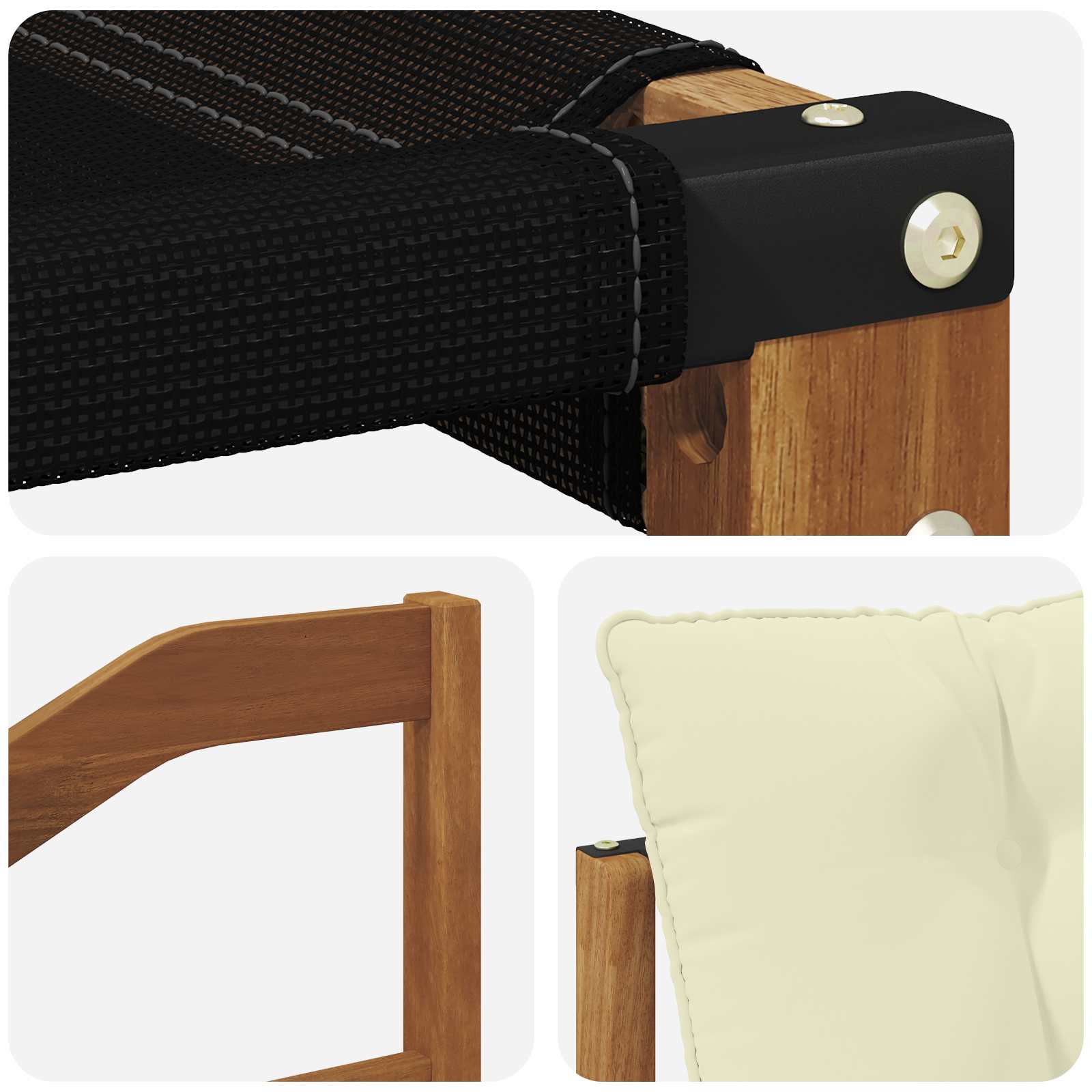 Buiten bankenset Massief Acaciahout en Textilene Naturel image 8