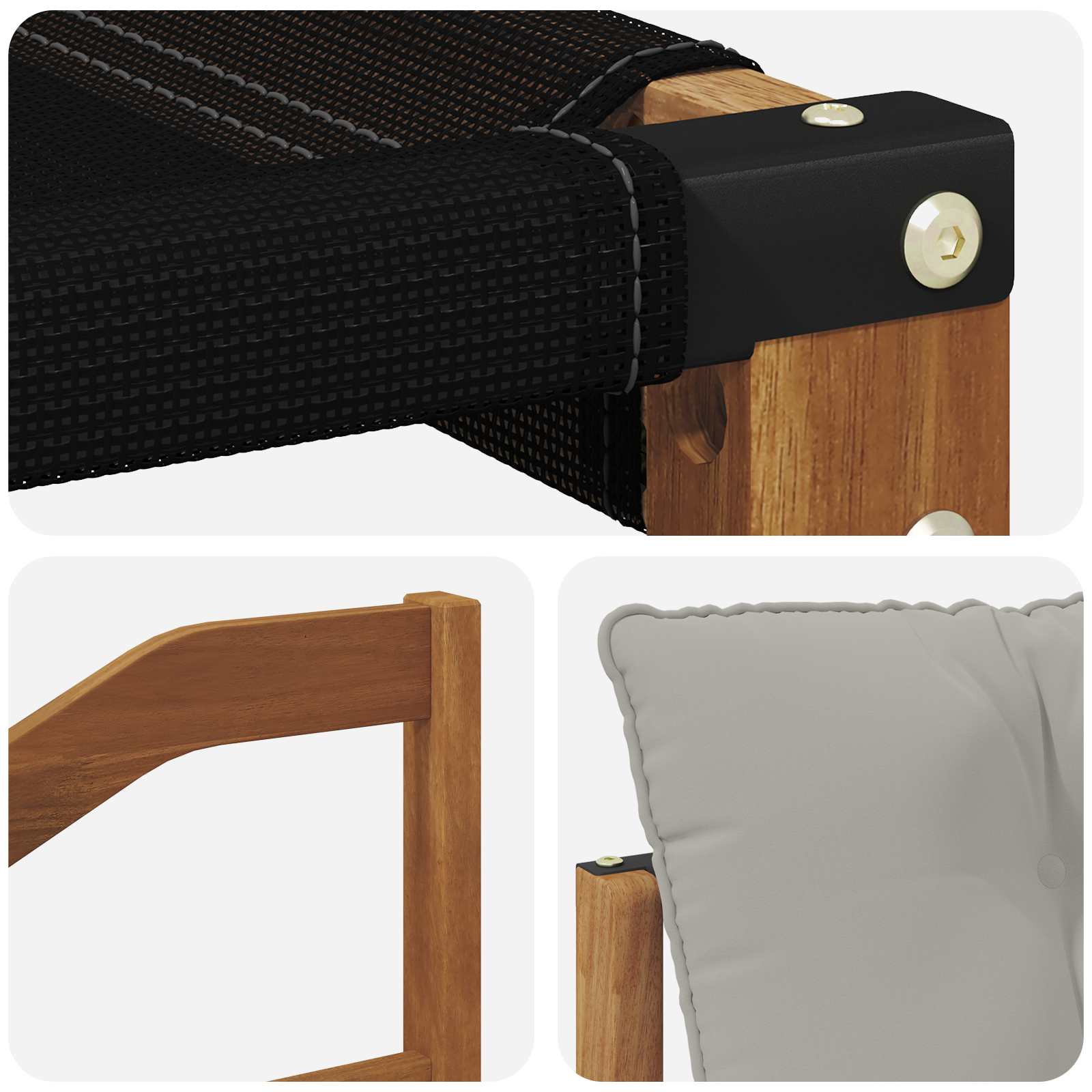 Buiten bankenset Massief Acaciahout en Textilene Naturel image 8