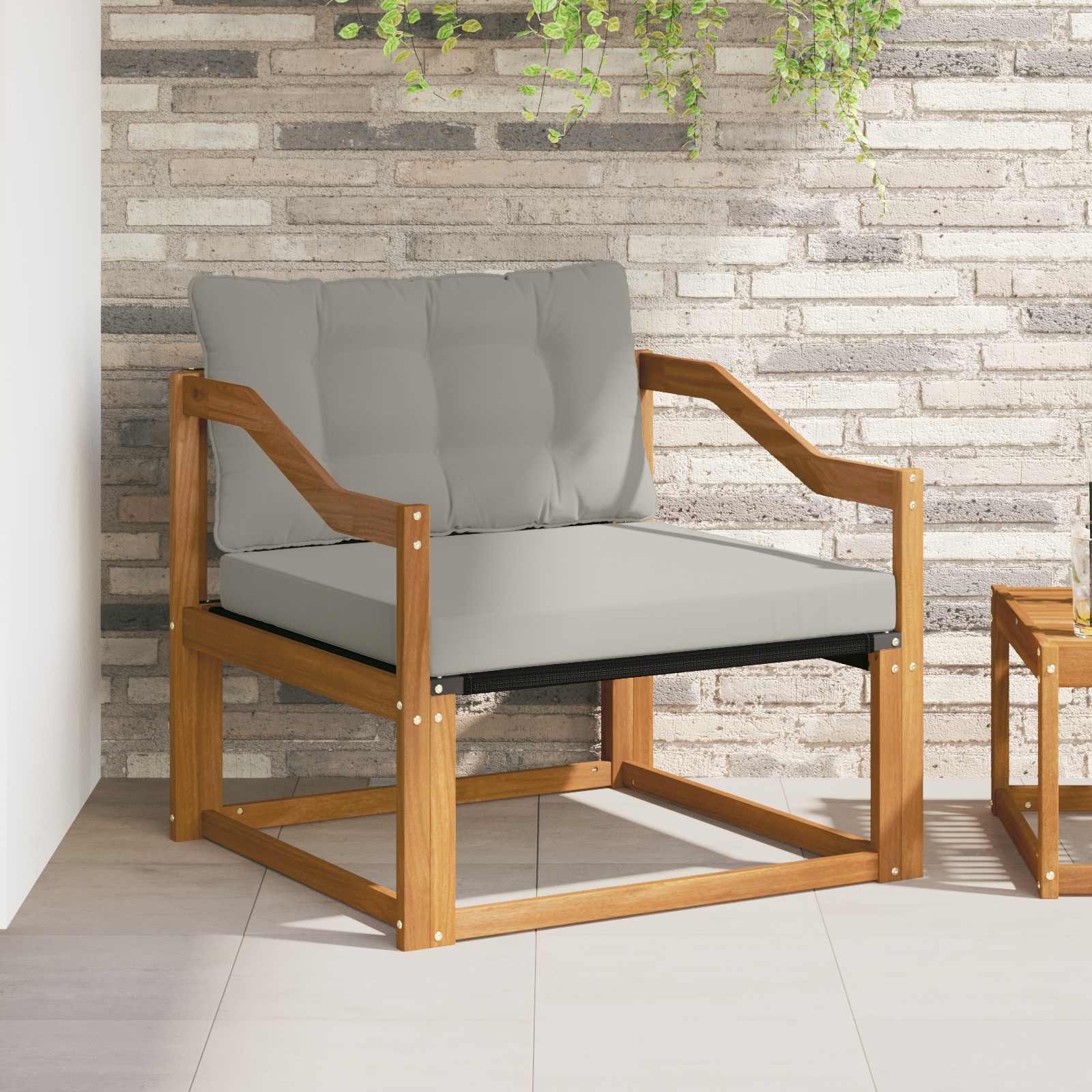 Buiten bankenset Massief Acaciahout en Textilene Naturel image 1