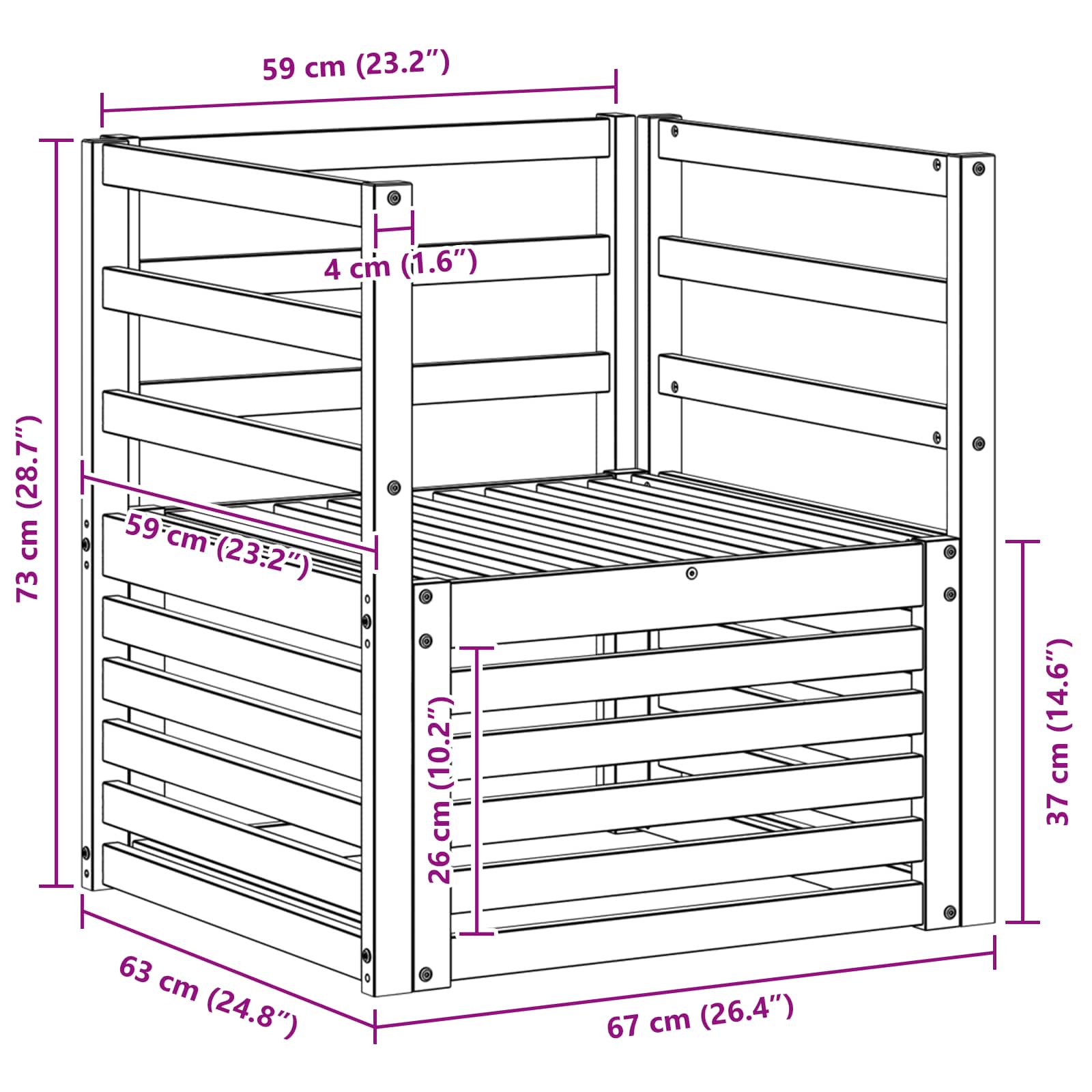 Buiten bankenset Naturel 67 x 63 x 73 cm Massief Acaciahout image 7
