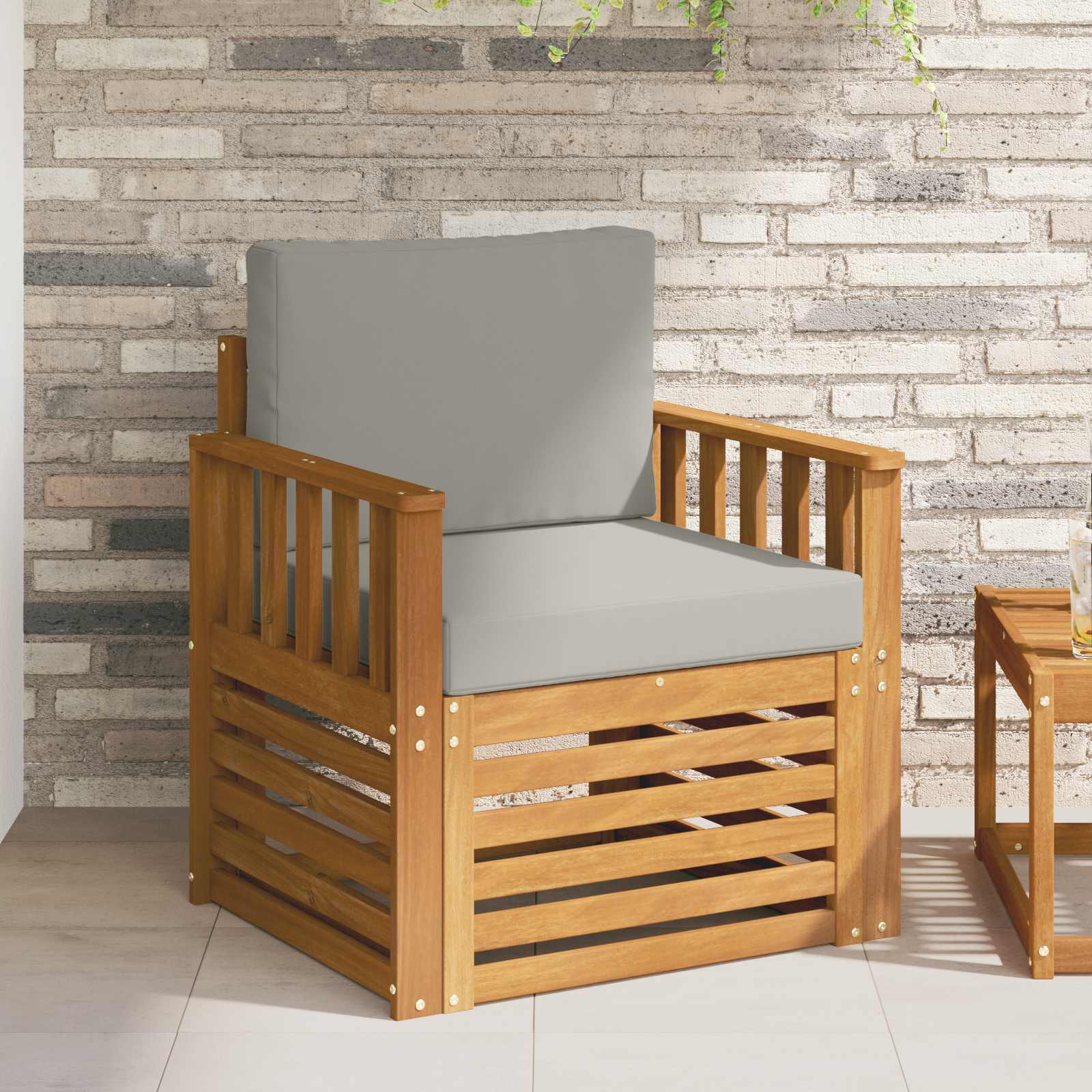 vidaXL Canapea de exterior Lemn de acacia solid și poliester natural