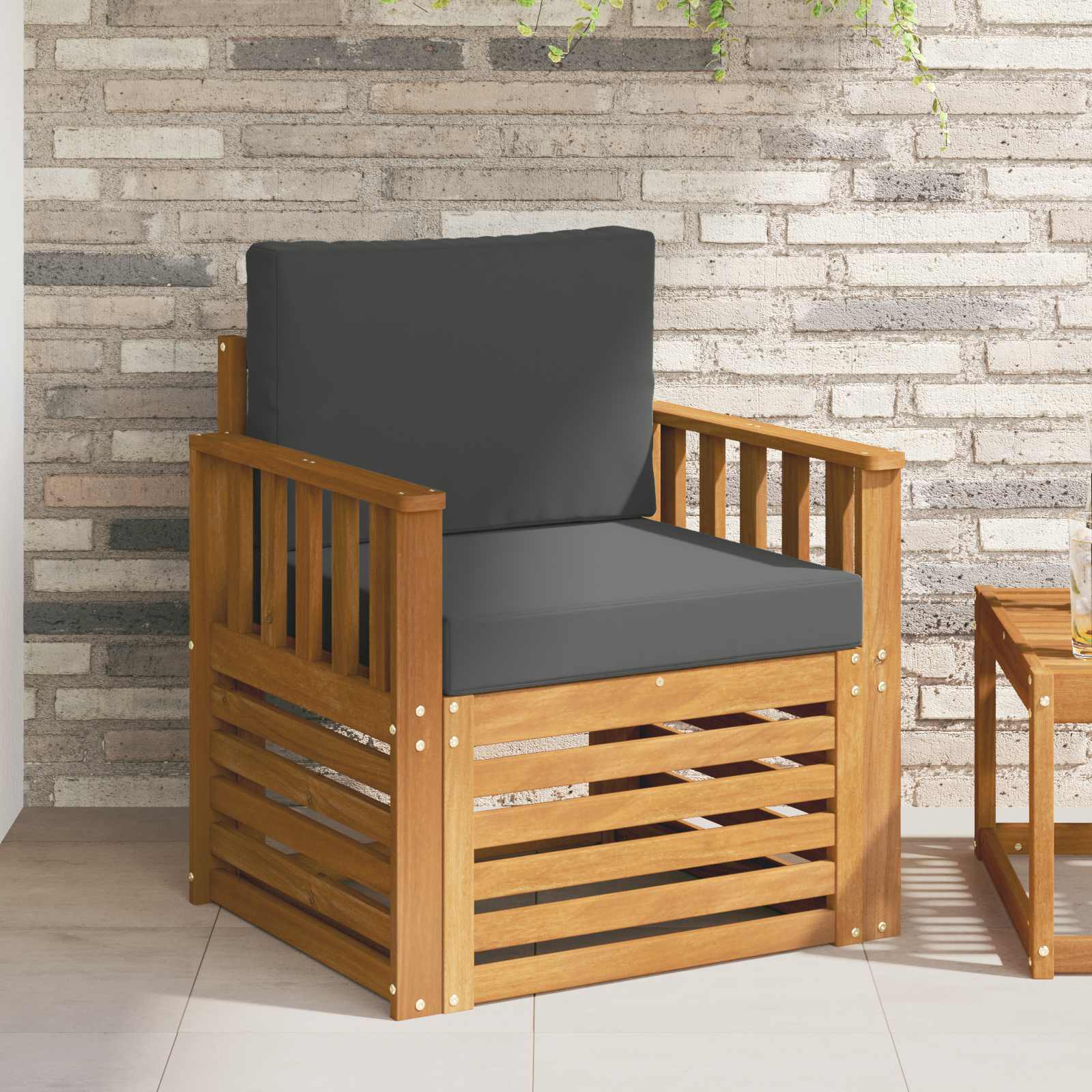 vidaXL Canapea de exterior Lemn de acacia solid și poliester natural