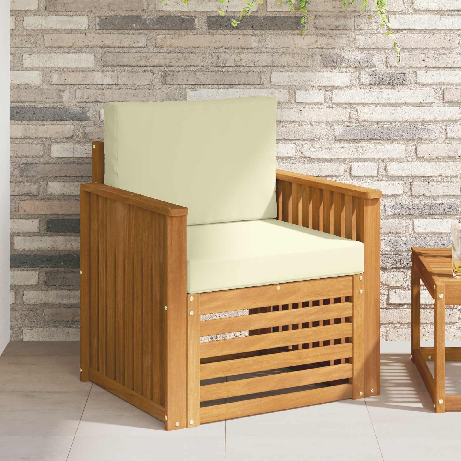 vidaXL Canapea de exterior Lemn de acacia solid și poliester natural