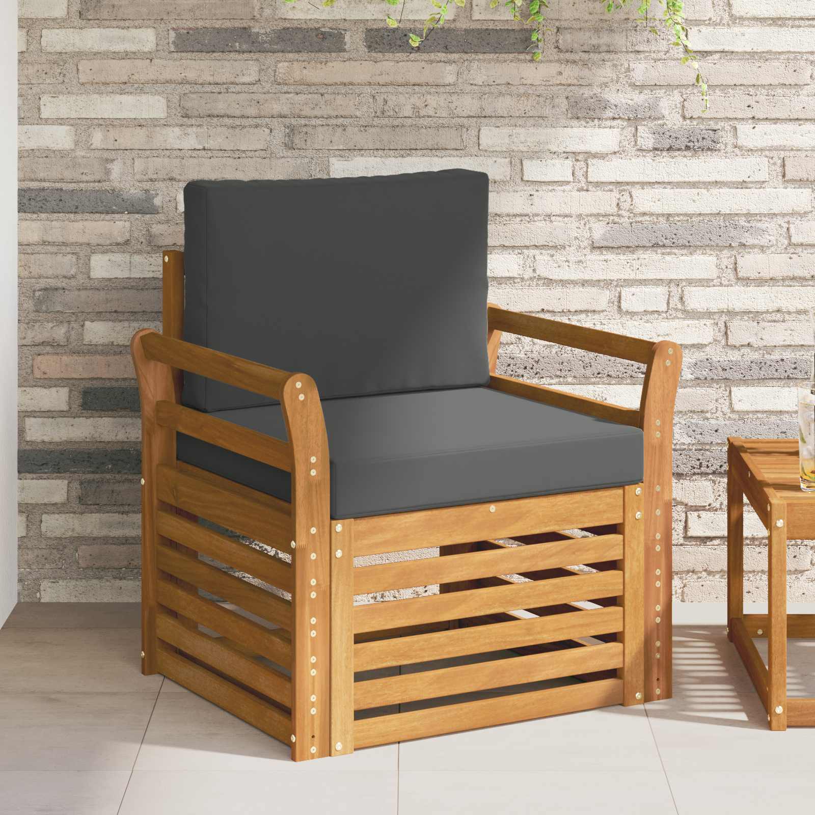 vidaXL Canapea de exterior Lemn de acacia solid și poliester natural