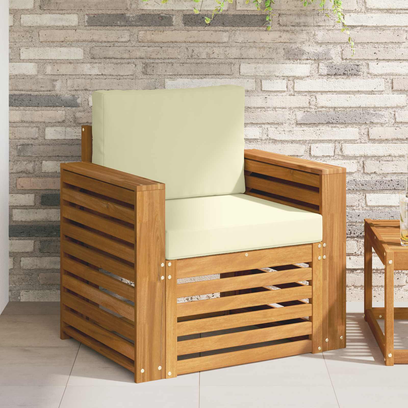 vidaXL Canapea de exterior Lemn de acacia solid și poliester natural
