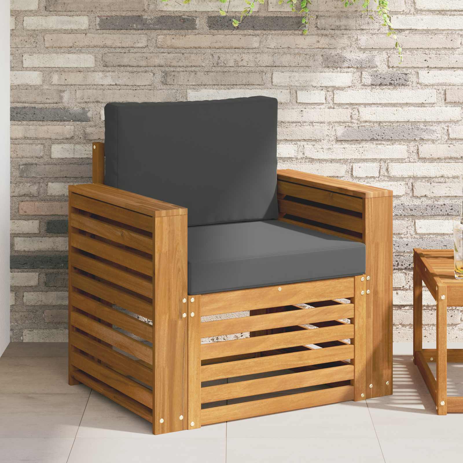 vidaXL Canapea de exterior Lemn de acacia solid și poliester natural