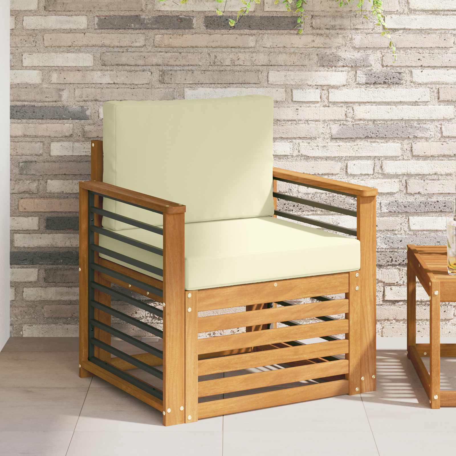 vidaXL Outdoor-Sofagarnitur mit Kissen Natur 71 x 63 x 73 cm