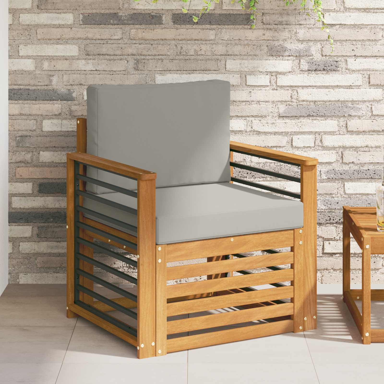 vidaXL Canapea de exterior Lemn de acacia solid și poliester natural