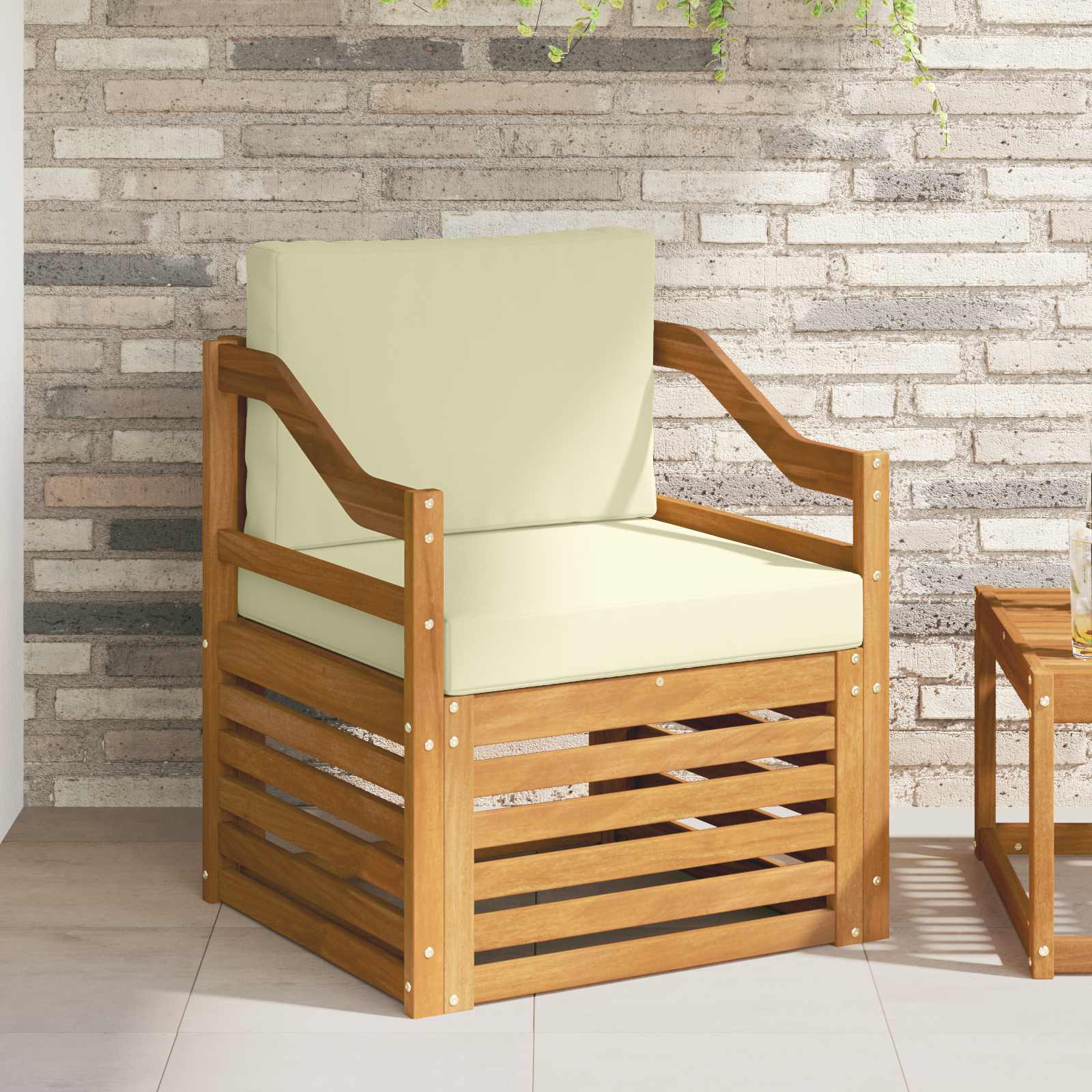 vidaXL Canapea de exterior Lemn de acacia solid și poliester natural