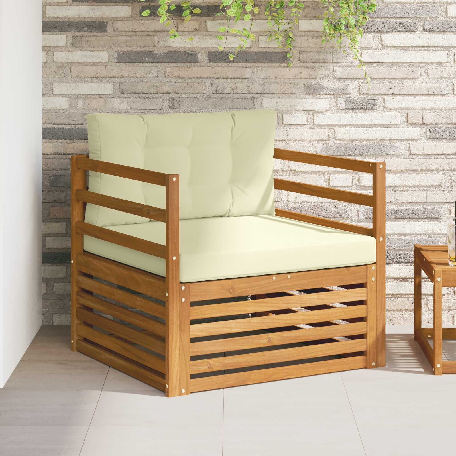 vidaXL Outdoor-Sofagarnitur Massives Akazienholz und Polyester Natur