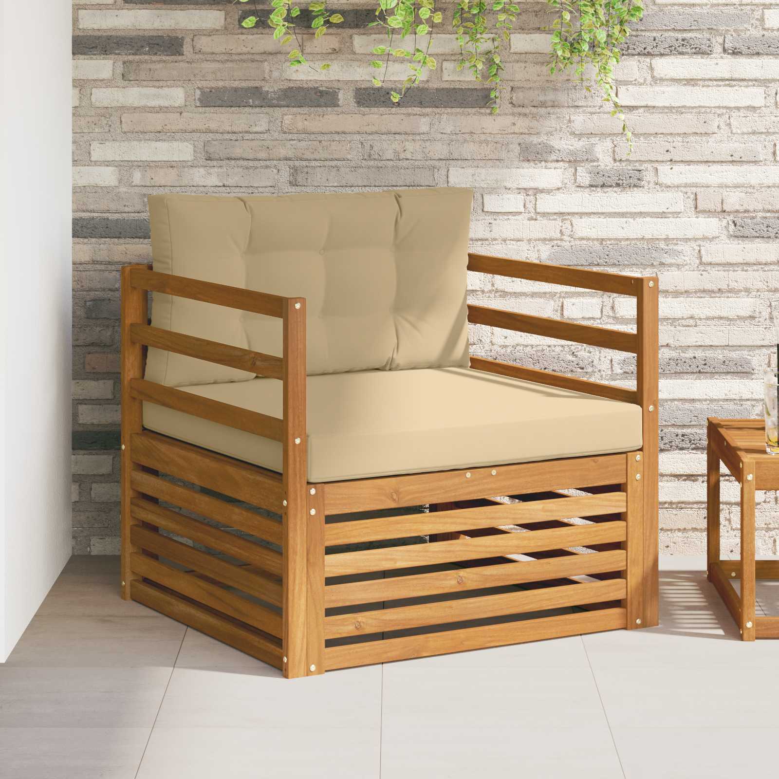 vidaXL Canapea de exterior Lemn de acacia solid și poliester