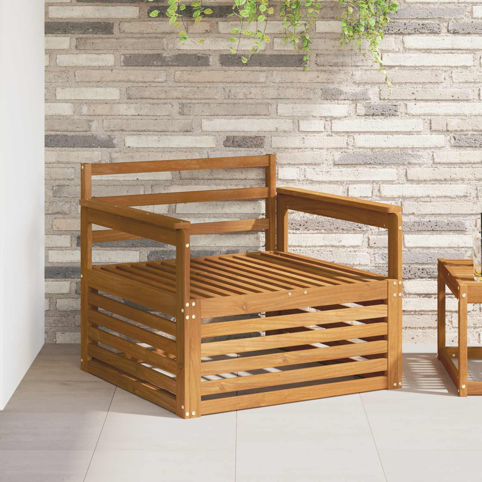 2 Stuk Bank met armleuningen Massief Acaciahout Naturel image 1