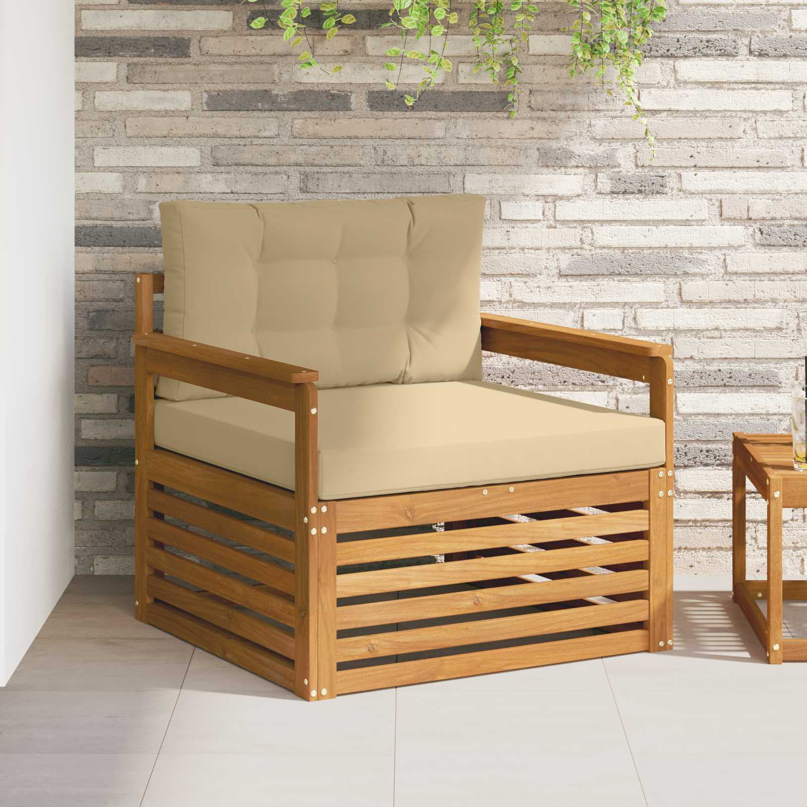 vidaXL Canapea de exterior Lemn de acacia solid și poliester