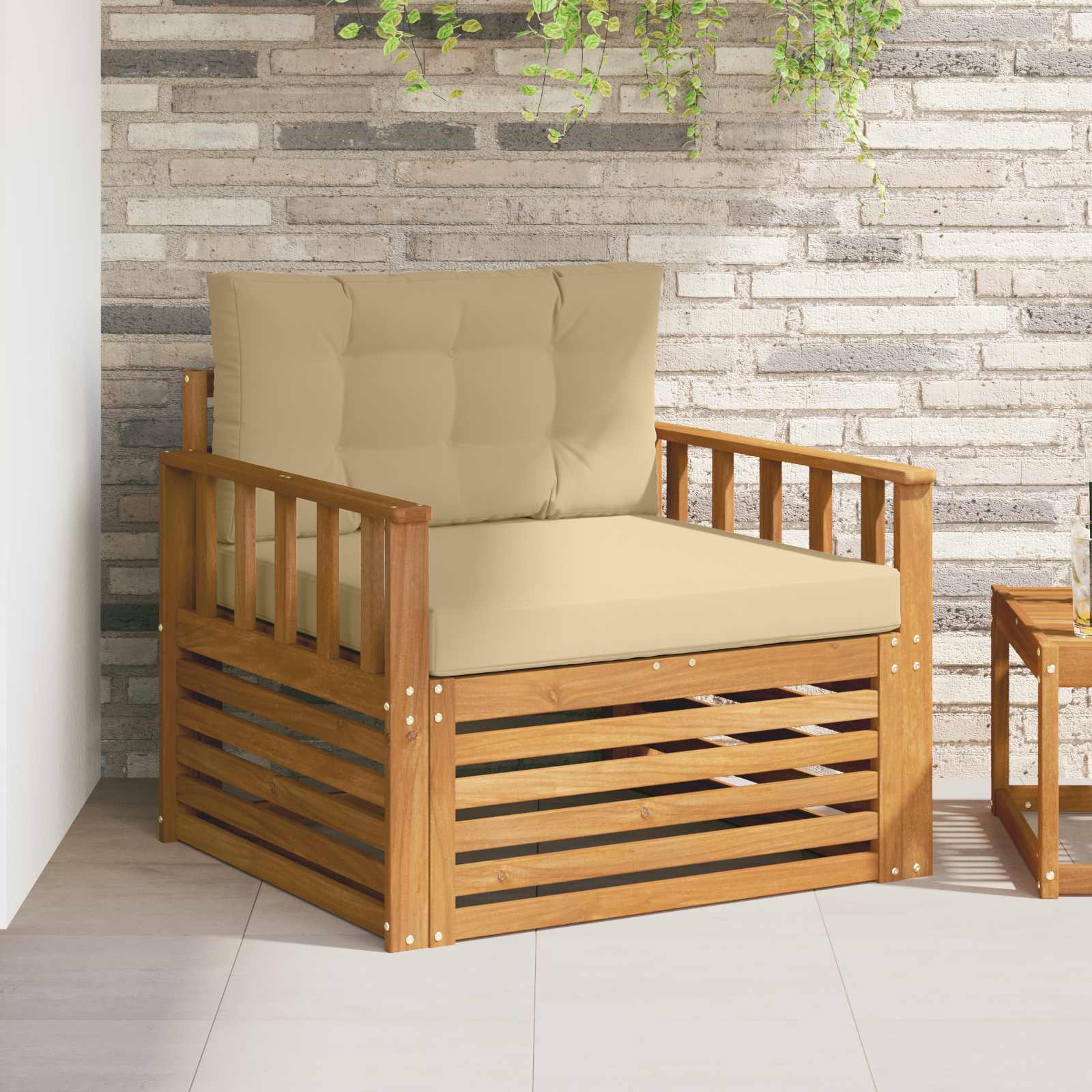 vidaXL Outdoor-Sofagarnitur Massives Akazienholz und Polyester Natur