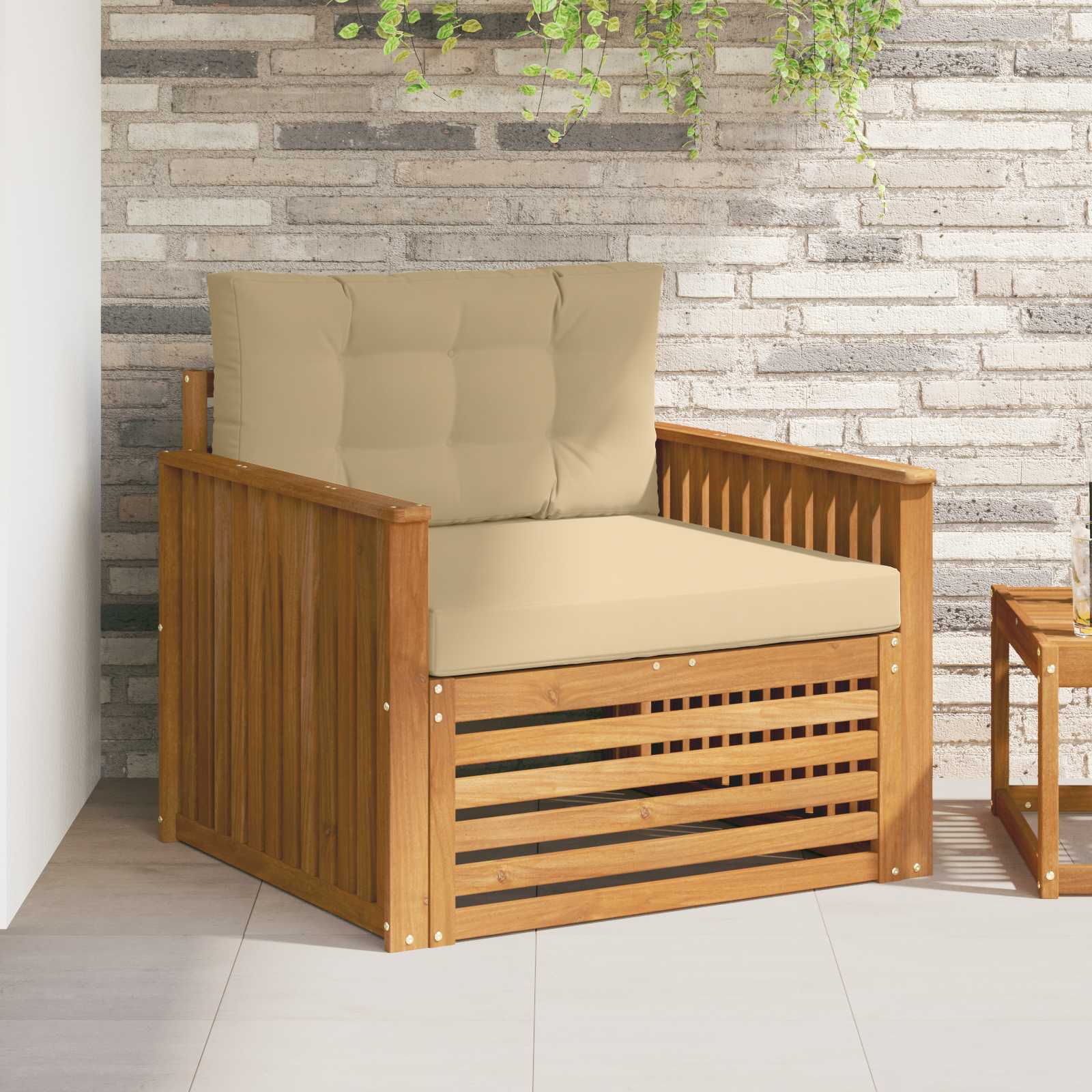 vidaXL Canapea de exterior Lemn de acacia solid și poliester