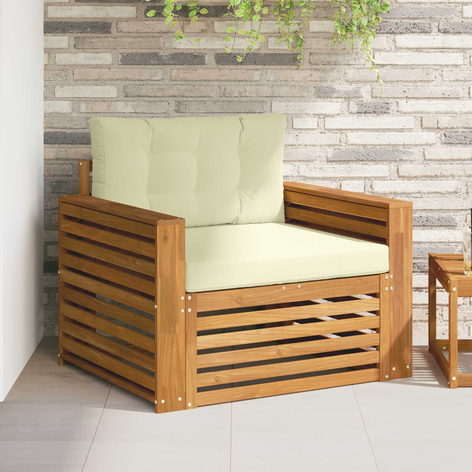 vidaXL Canapea de exterior Lemn de acacia solid și poliester