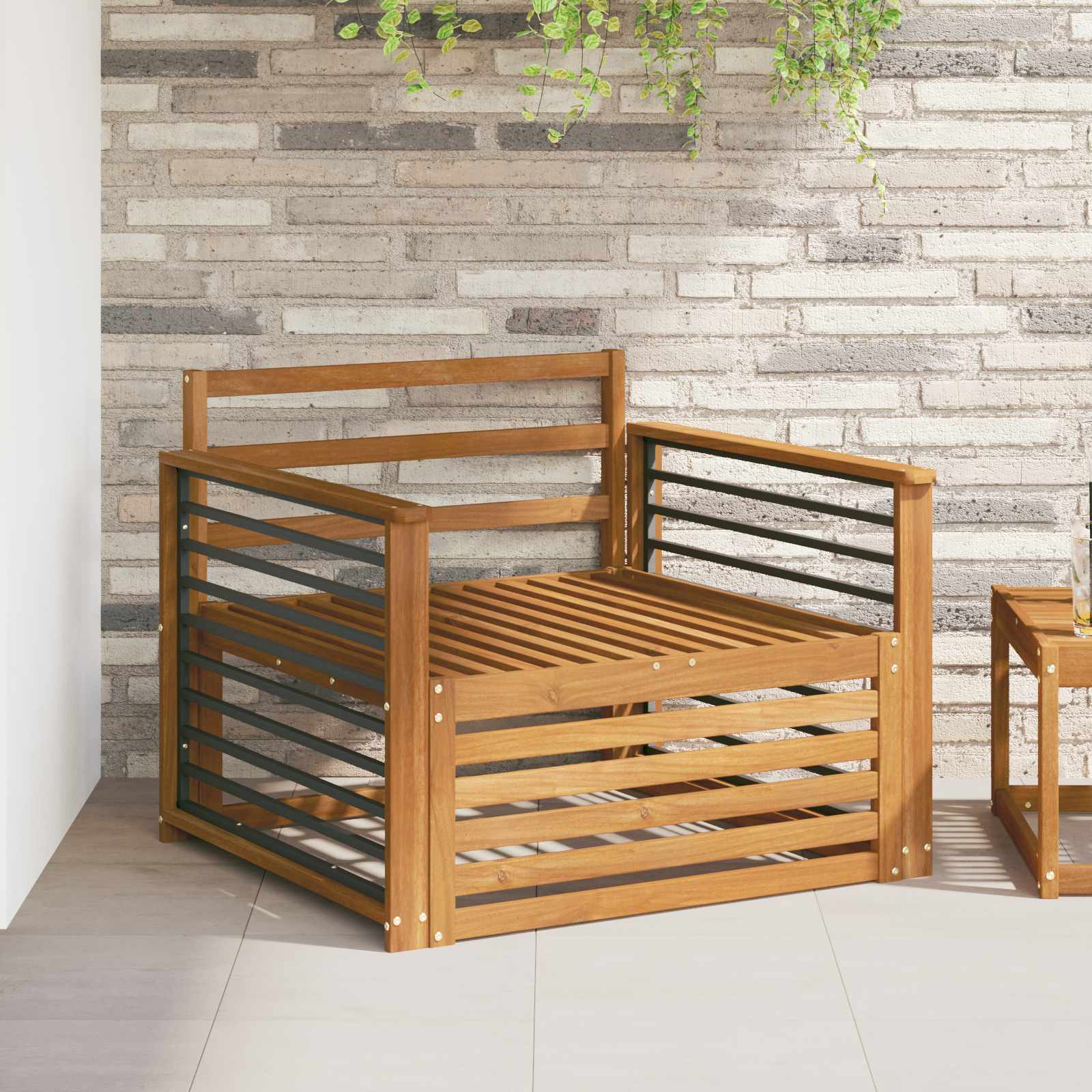 vidaXL 2 Stück Sofa mit Armlehnen Massivholz Akazie Natur