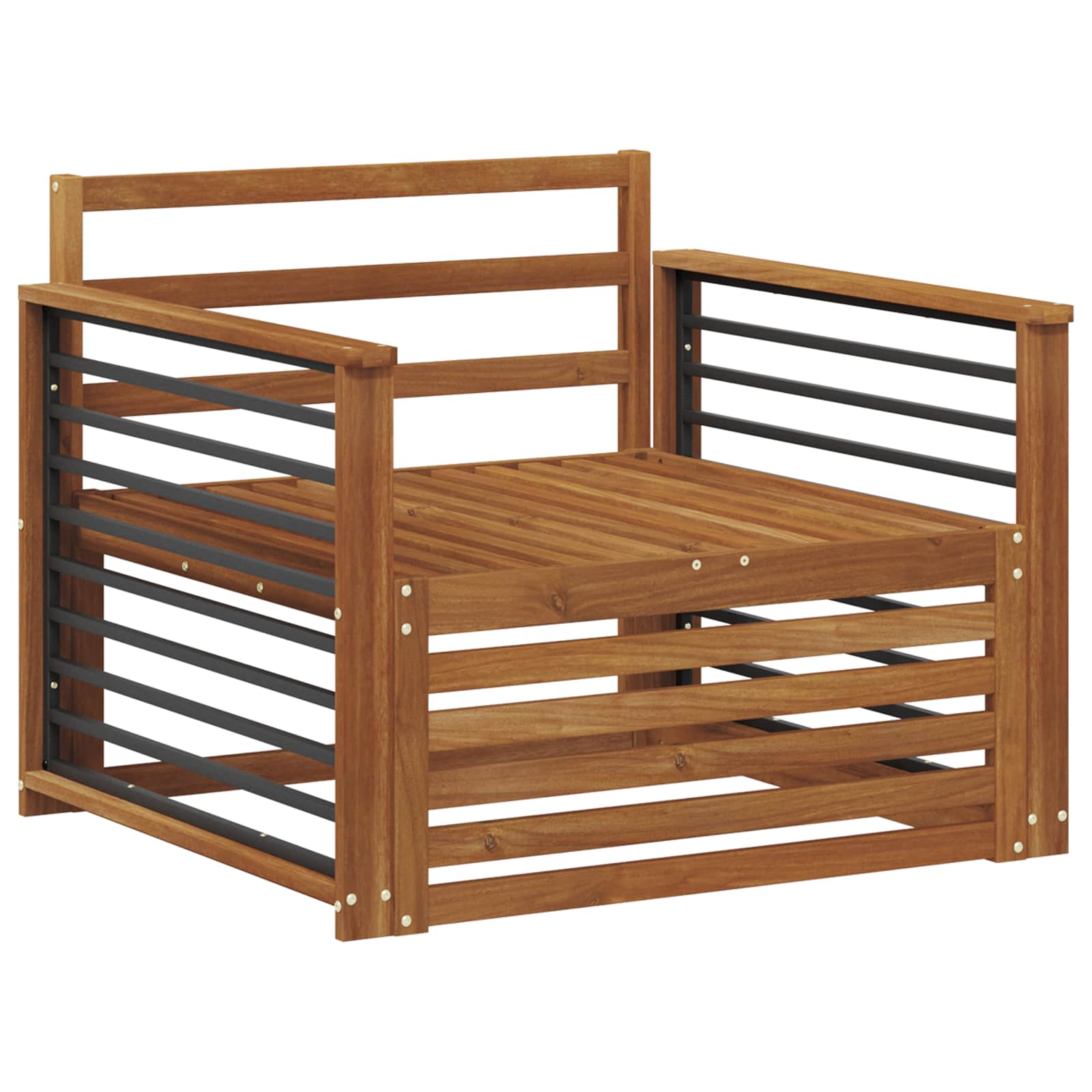 2 Stuk Bank met armleuningen Massief Acaciahout Naturel image 2