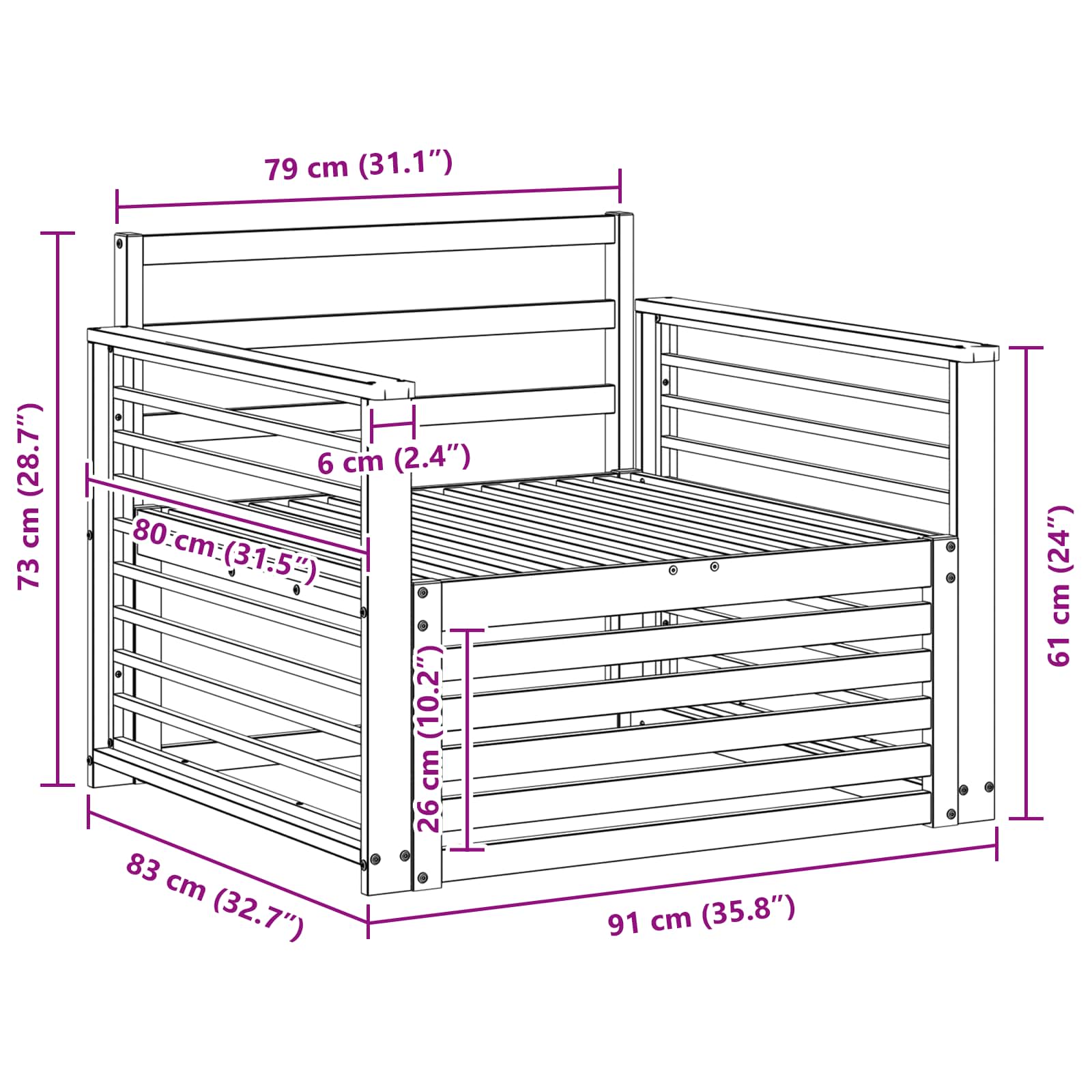 2 Stuk Bank met armleuningen Massief Acaciahout Naturel image 8