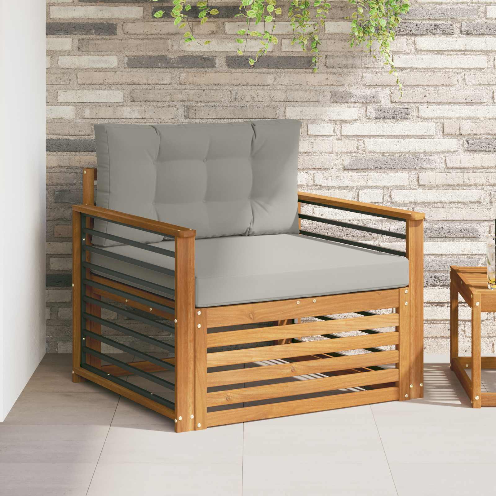 vidaXL Canapea de exterior Lemn de acacia solid și poliester
