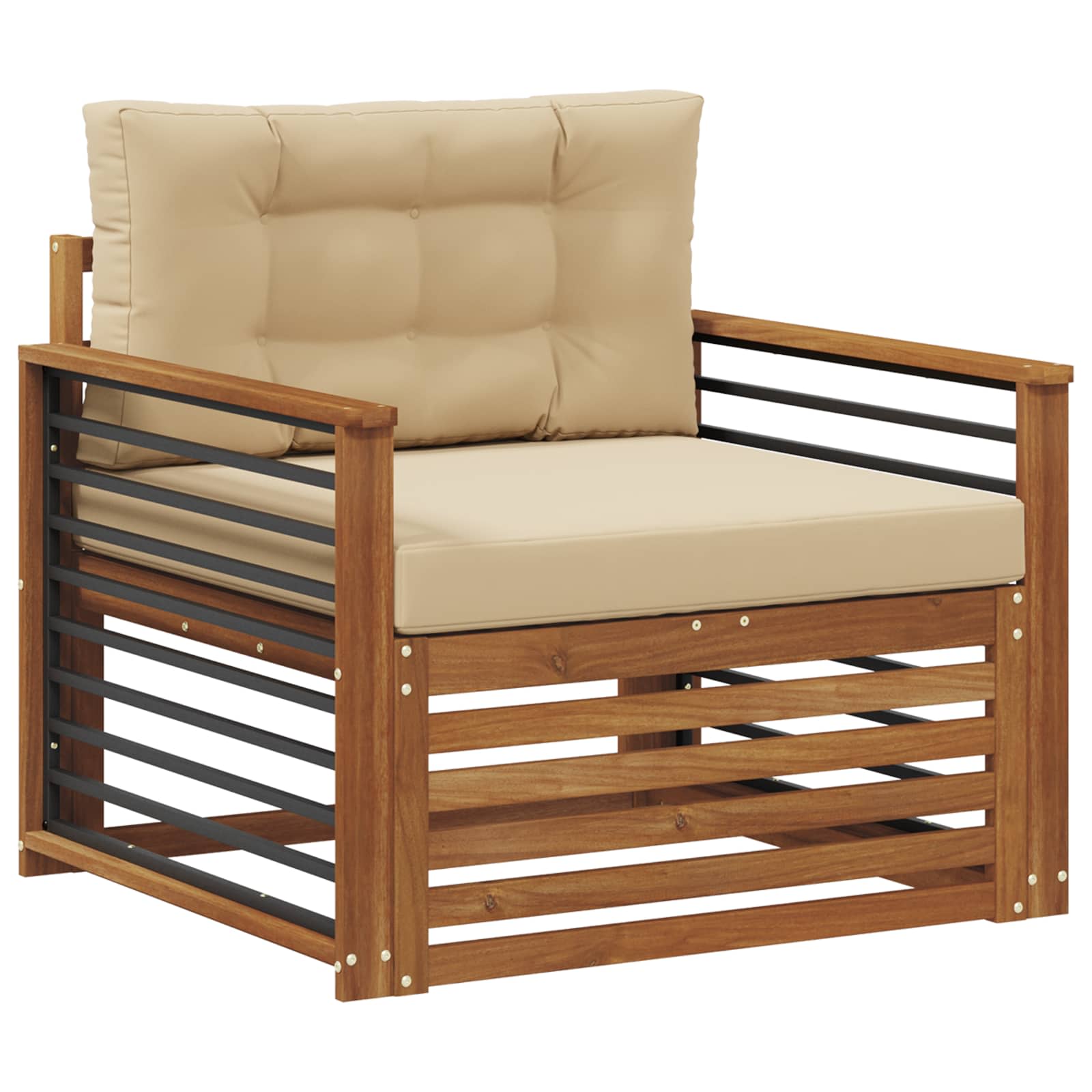 Thumbnail - vidaXL Outdoor-Sofagarnitur Massives Akazienholz und Polyester Natur