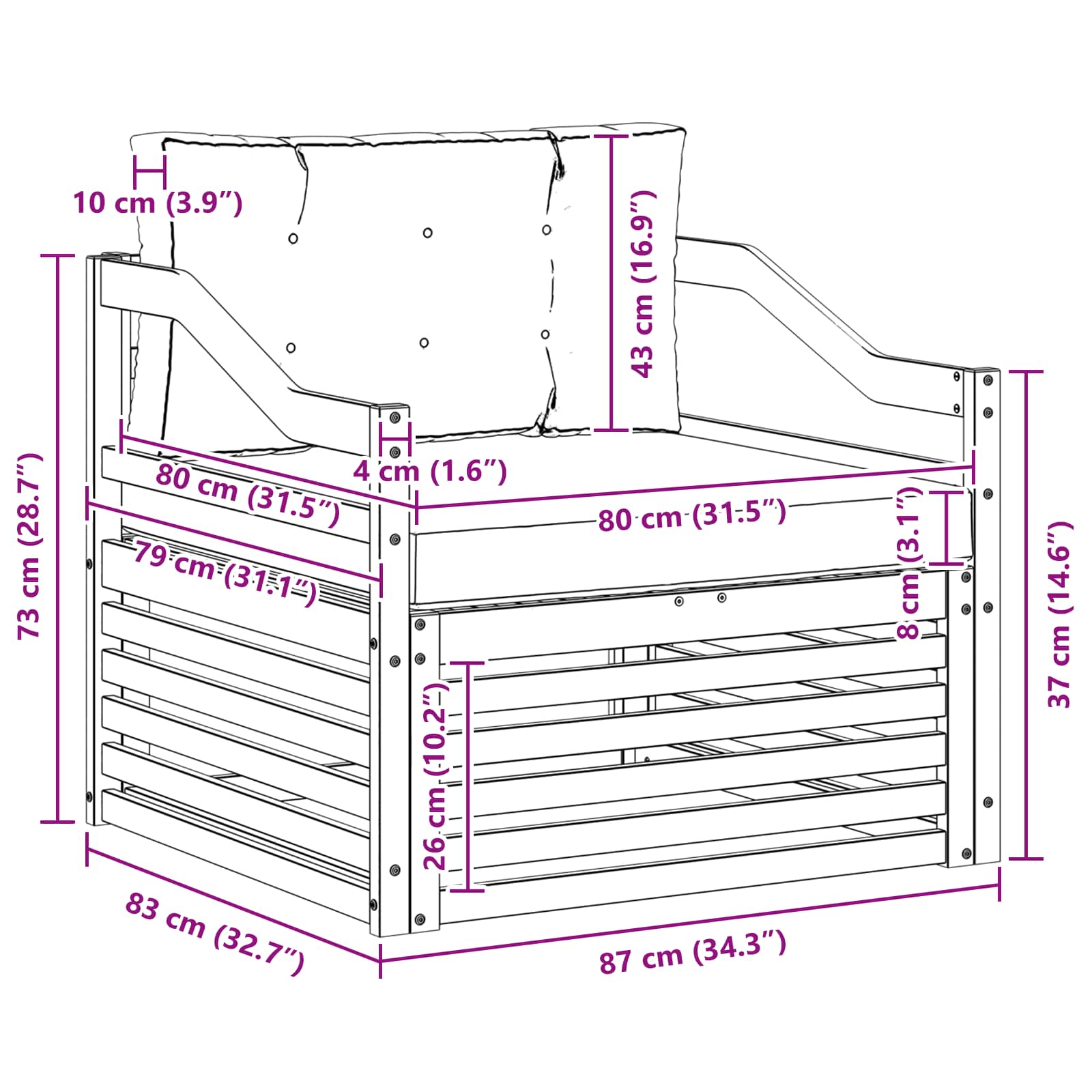 Buiten bankenset Massief Acaciahout Naturel image 8