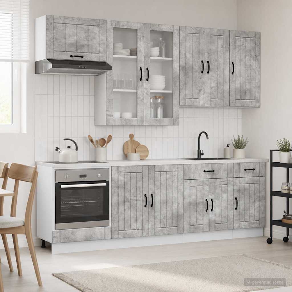 Keittiö Yksikkö LUCCA 8 pcs Betoninharmaa Tekninen puu