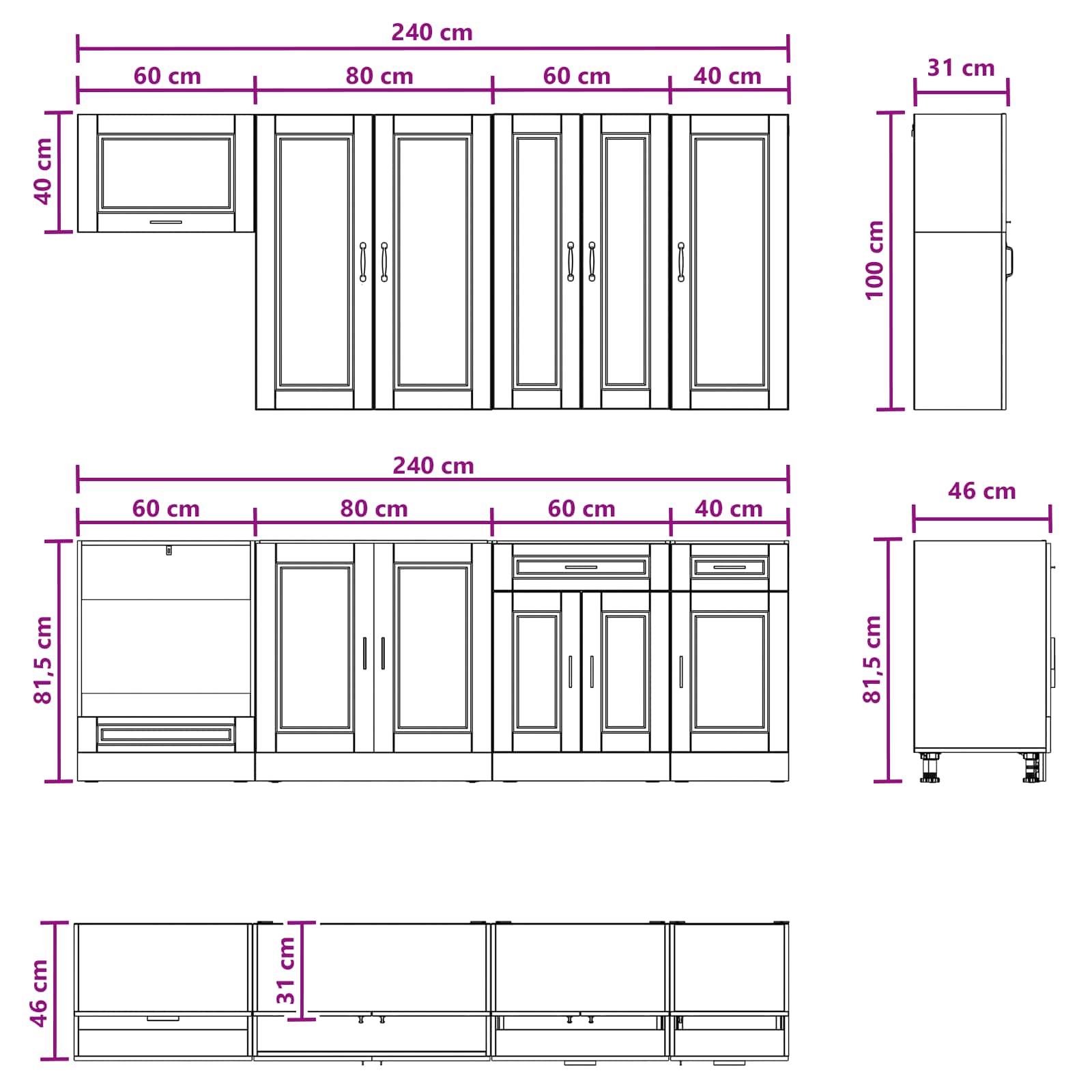 Keittiö Yksikkö PORTO 8 pcs Korkeakiiltoinen valkoinen - Image 9