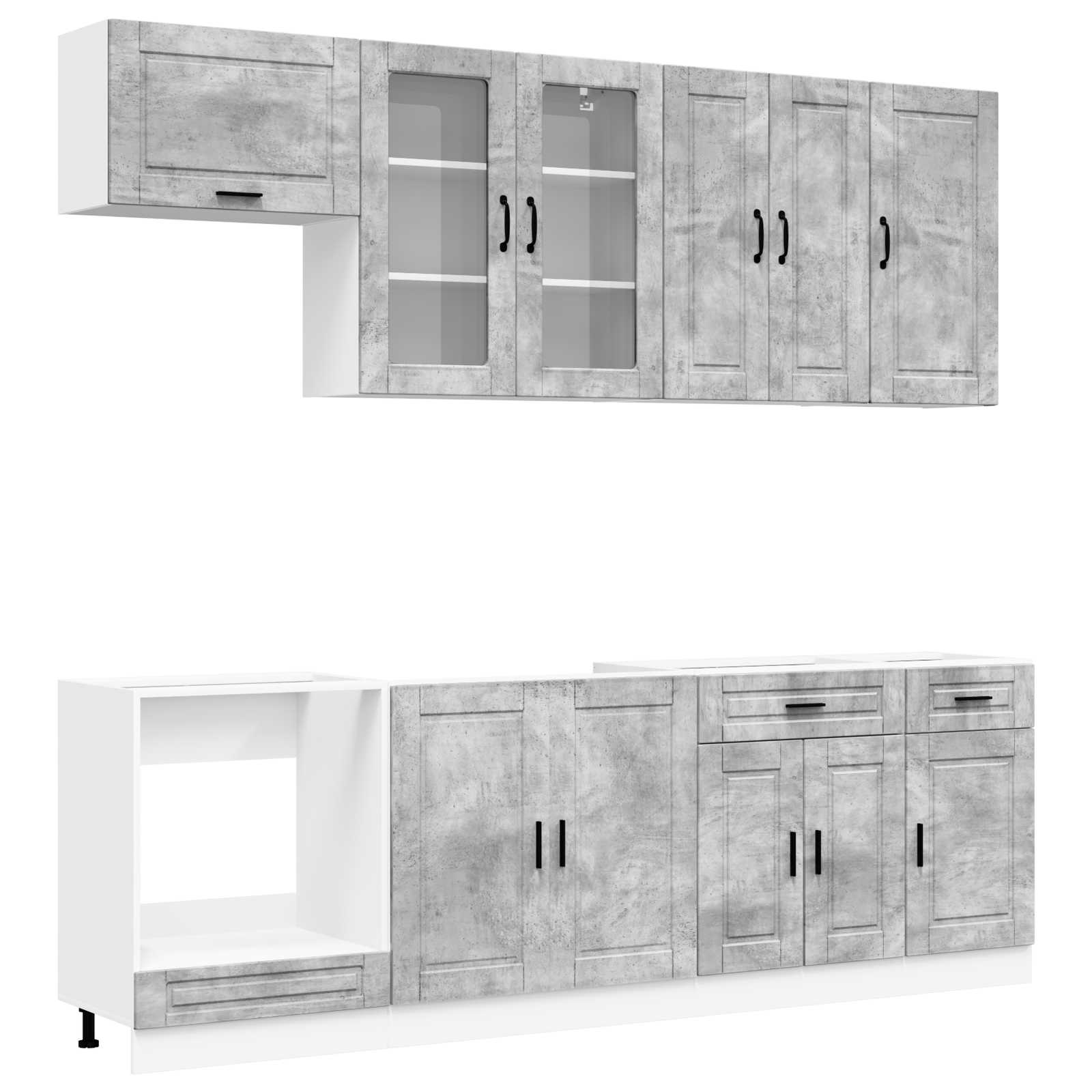 Keittiö Yksikkö PORTO 8 pcs Betoninharmaa Tekninen puu - Image 2