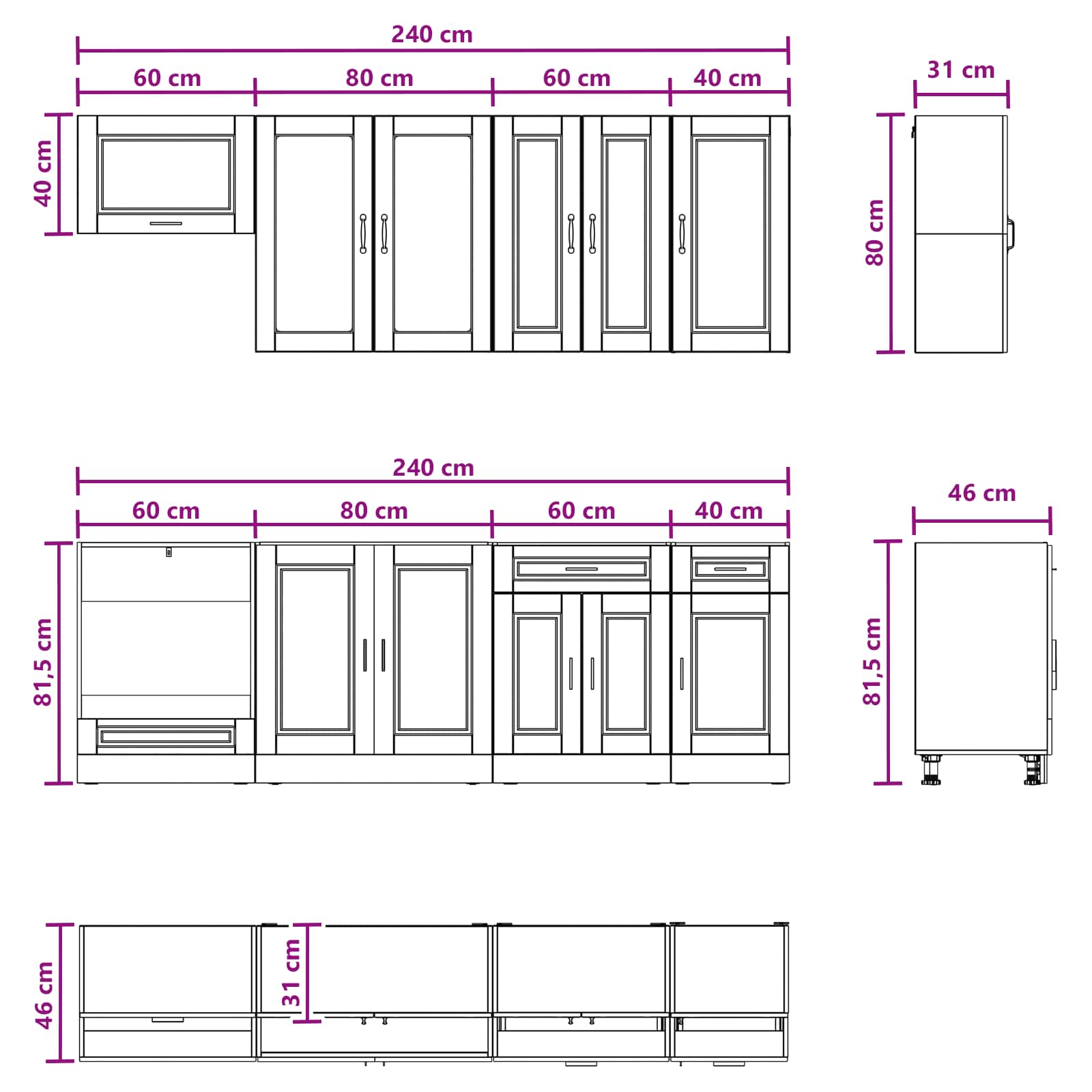 Keittiö Yksikkö PORTO 8 pcs Korkeakiiltoinen valkoinen - Image 9