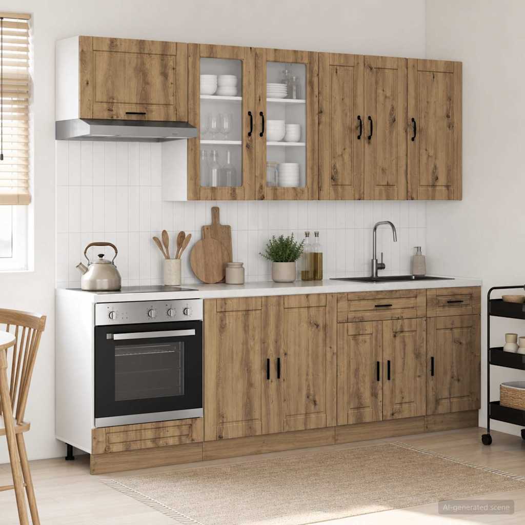 vidaXL Kücheneinheit PORTO 8 pcs Artisan-Eiche Holzwerkstoff
