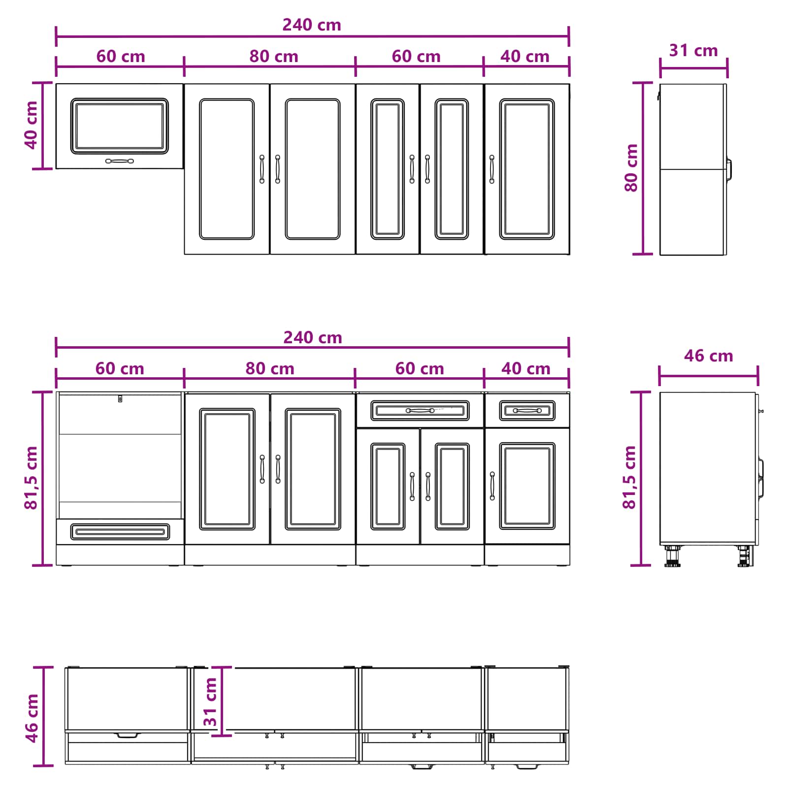 Kitchen Unit KALMAR size guide