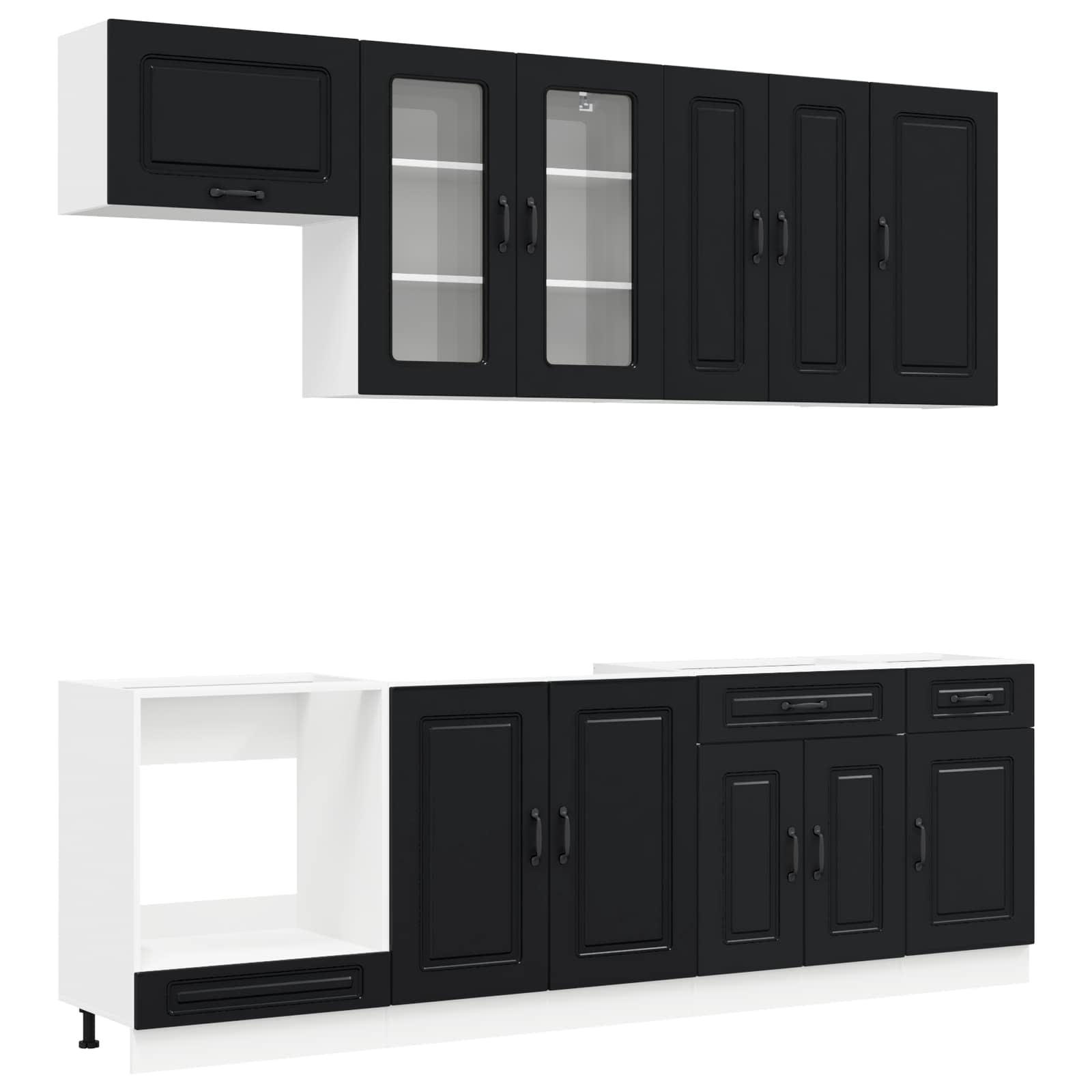 Unidade de Cozinha KALMAR 8 pcs Preto Derivados de Madeira
