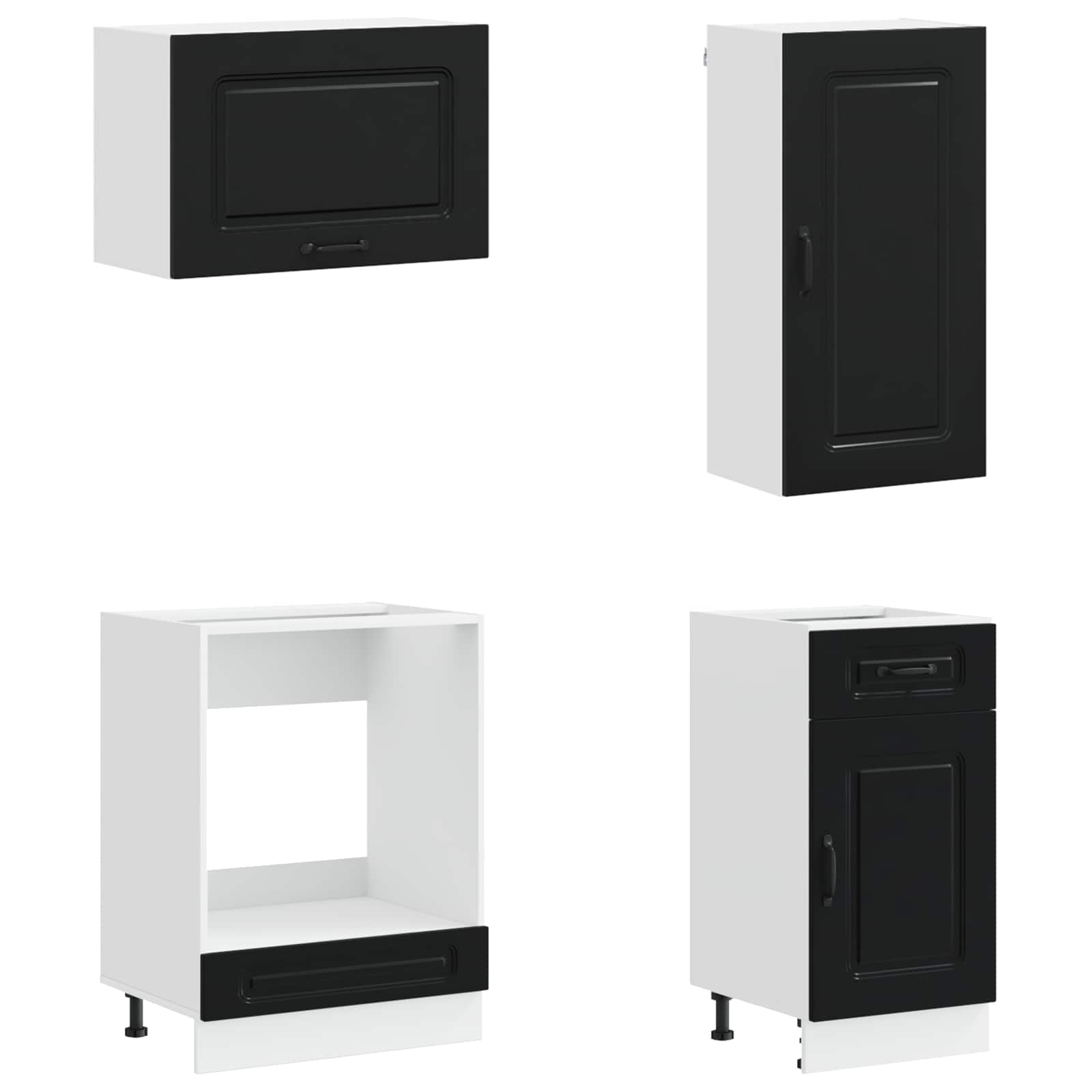 Unidade de Cozinha KALMAR 8 pcs Preto Derivados de Madeira