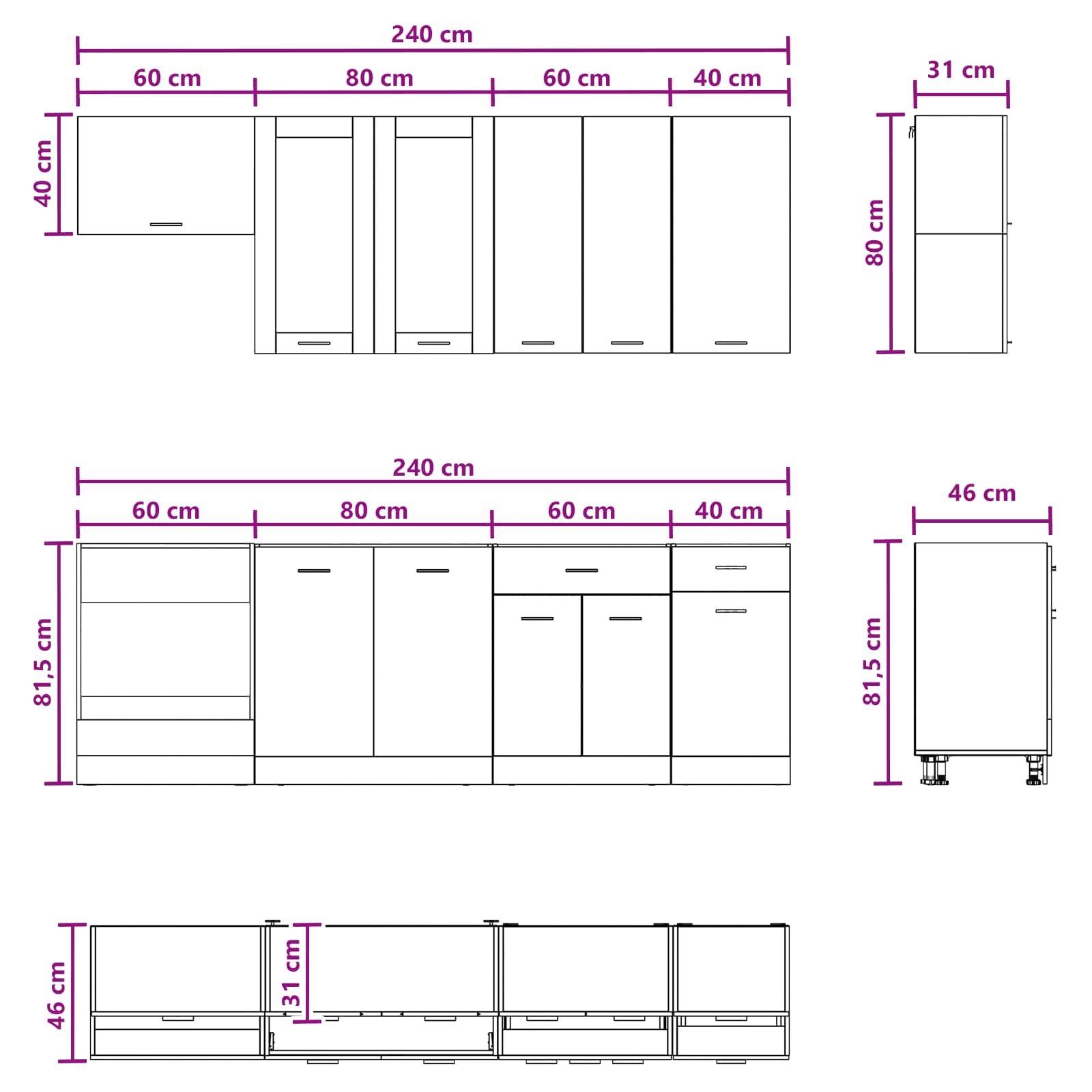 Kitchen Unit Lyon size guide