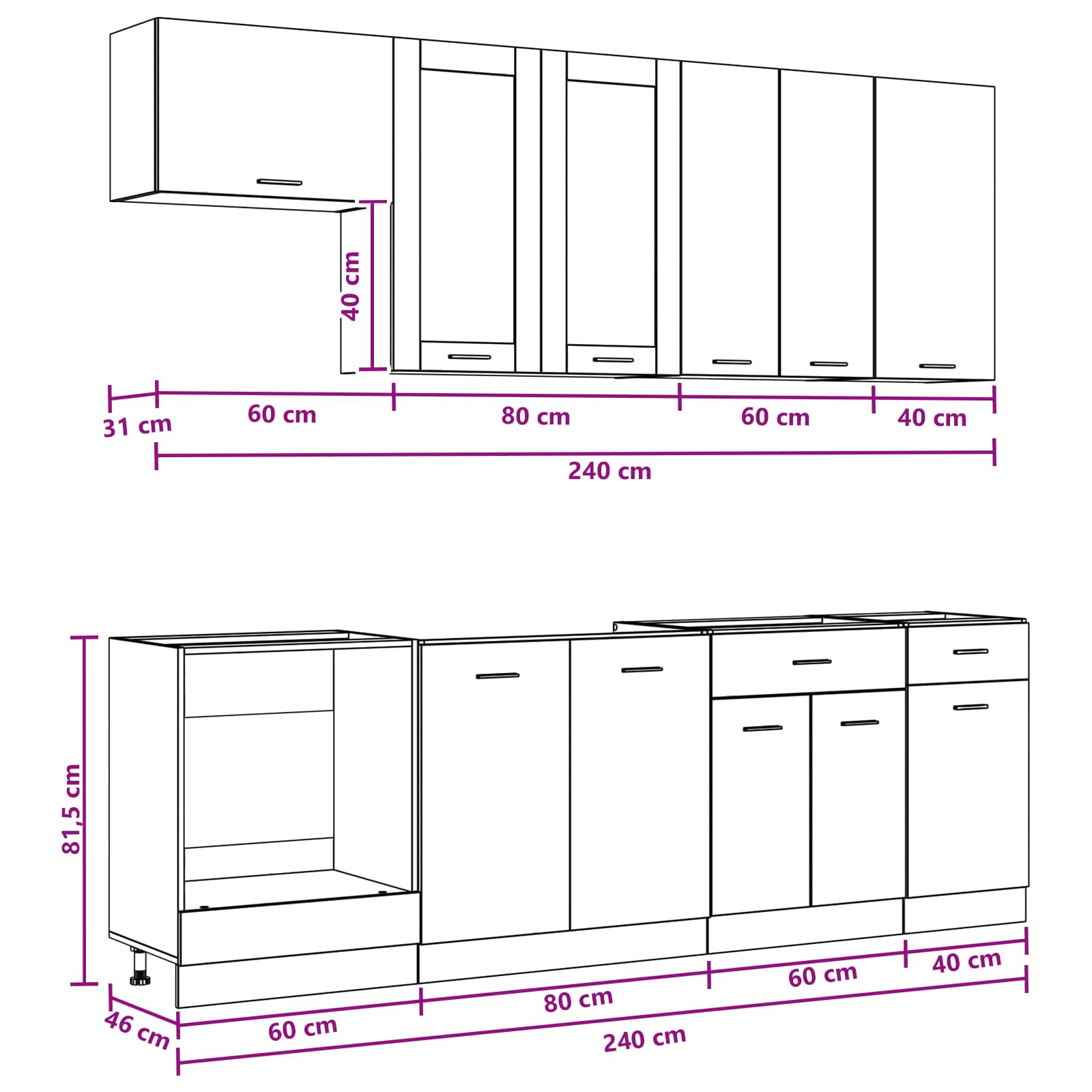 Kitchen Unit Lyon size guide
