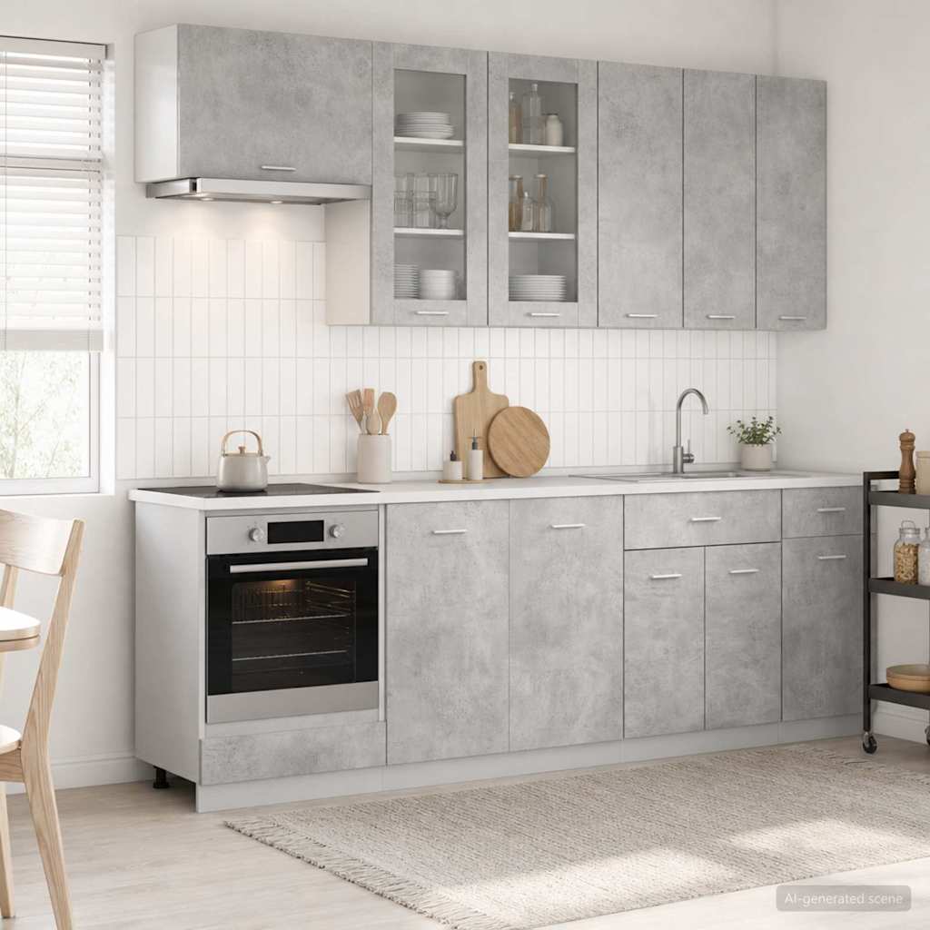 Keittiö Yksikkö LYON 8 pcs Betoninharmaa Tekninen puu
