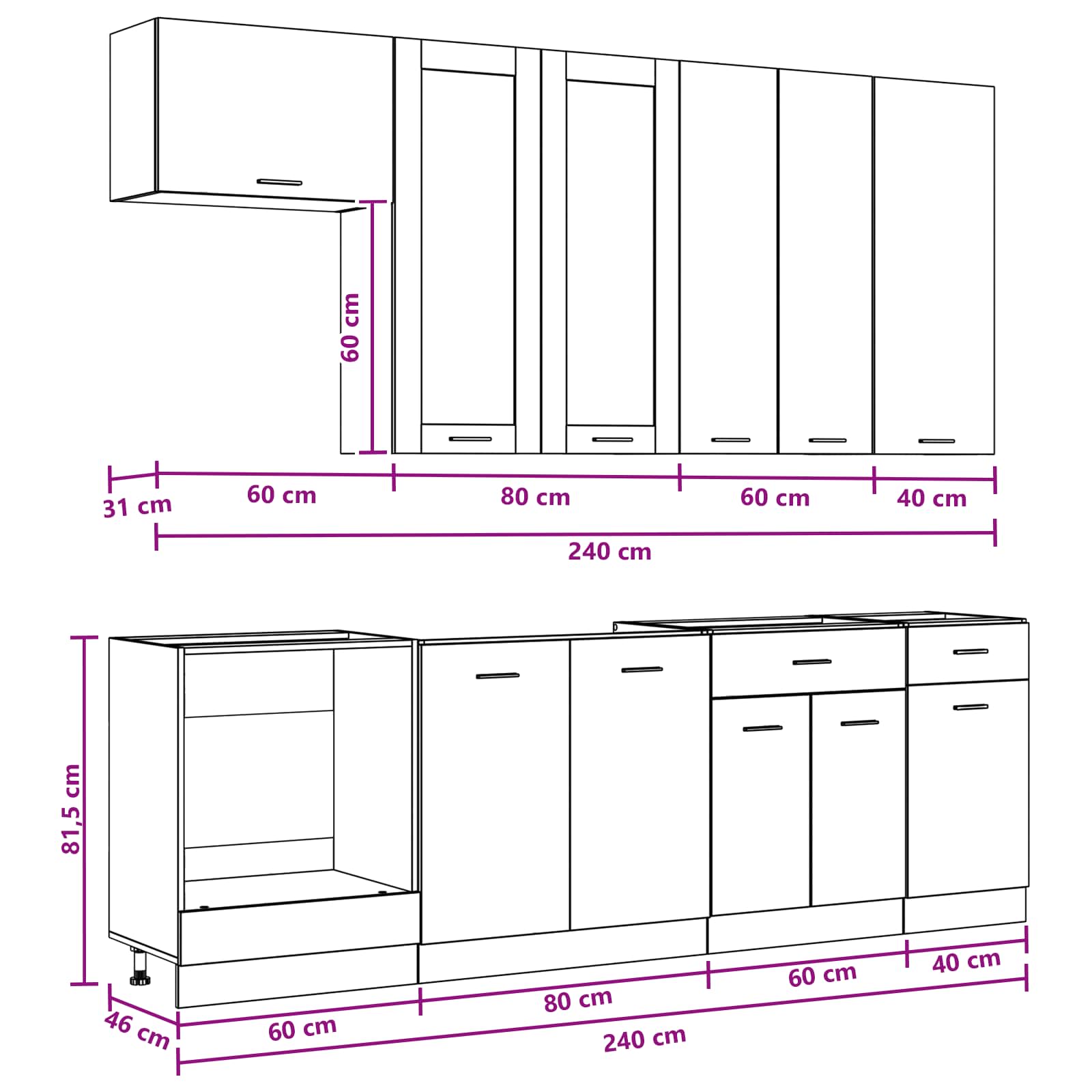 Kitchen Unit Lyon size guide