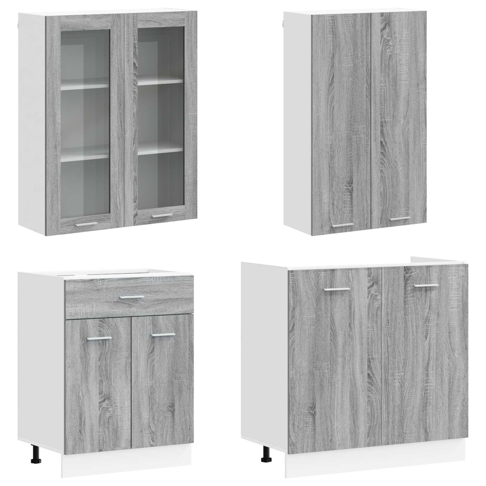 vidaXL - Keukenblok - LYON - 8 - st - Grijs - Sonoma - Bewerkt - hout