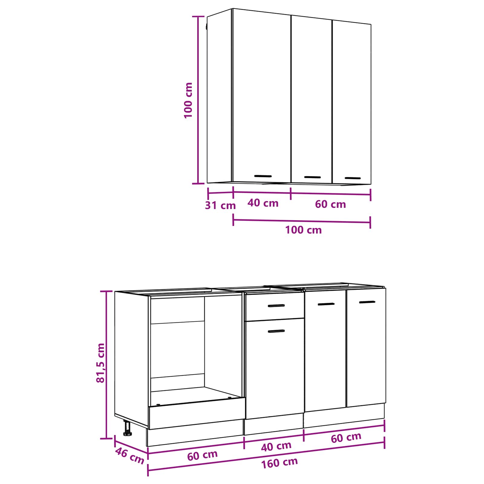 Kitchen Unit Lyon size guide